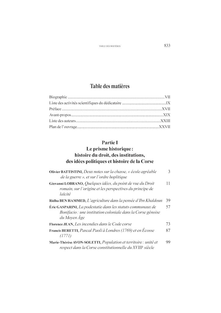 ESSAYS IN HONOR OF PROFESSOR JEAN-YVES COPPOLANI Contributions compiled by Florence JEAN & Claude SAINT-DIDIER with the collaboration of Jeanne LALEURE With the support of the University of Corsica