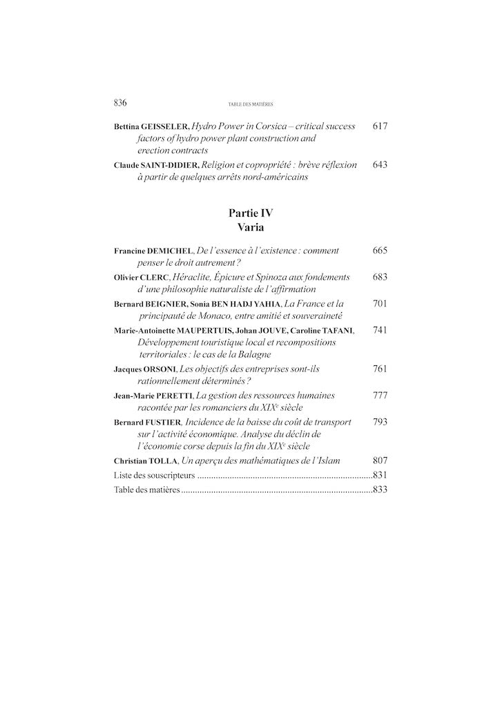 ESSAYS IN HONOR OF PROFESSOR JEAN-YVES COPPOLANI Contributions compiled by Florence JEAN & Claude SAINT-DIDIER with the collaboration of Jeanne LALEURE With the support of the University of Corsica