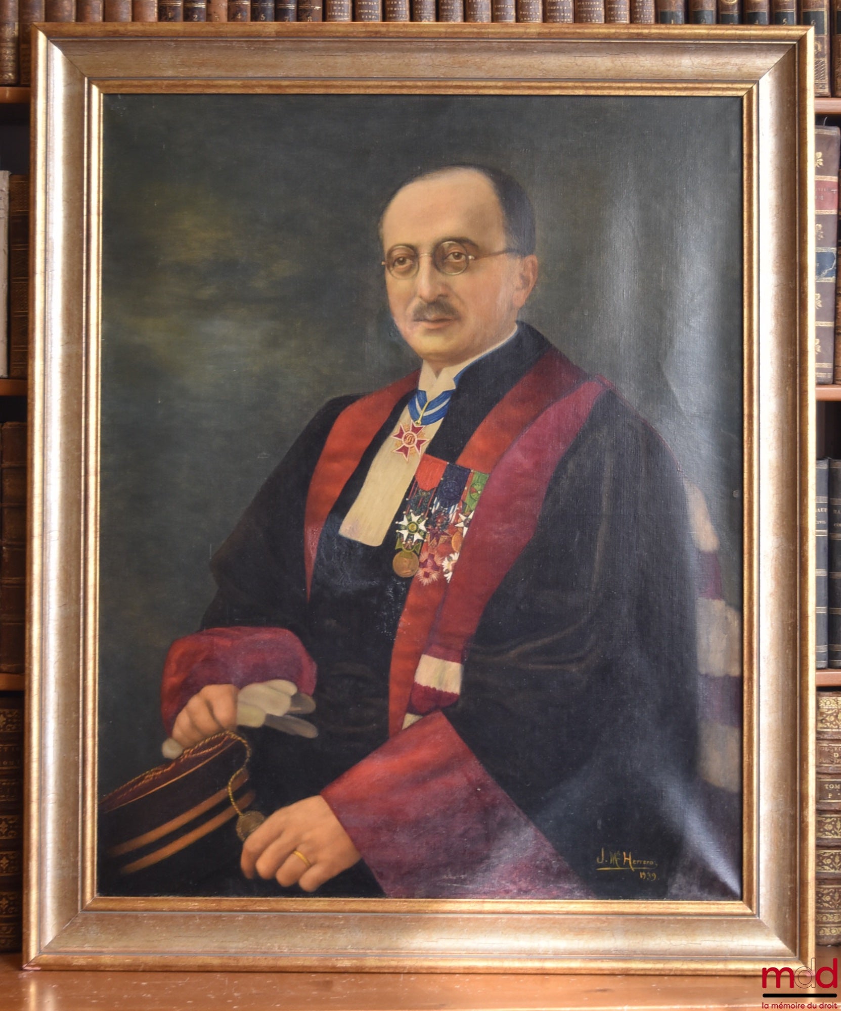 [JÈZE (Gaston)], HERRERO (J.-MA) – Oil on canvas portrait of Gaston JÈZE