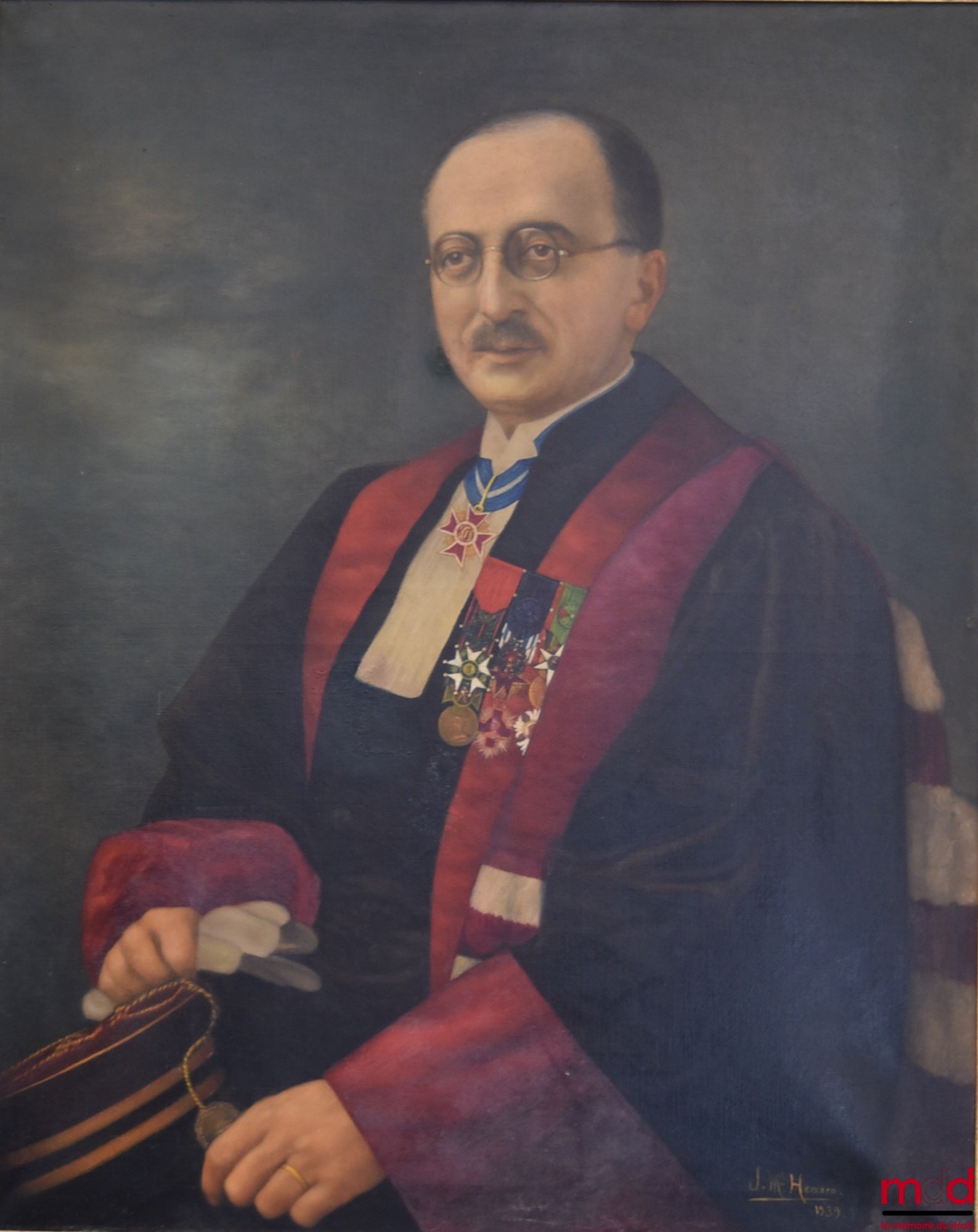 [JÈZE (Gaston)], HERRERO (J.-MA) – Oil on canvas portrait of Gaston JÈZE