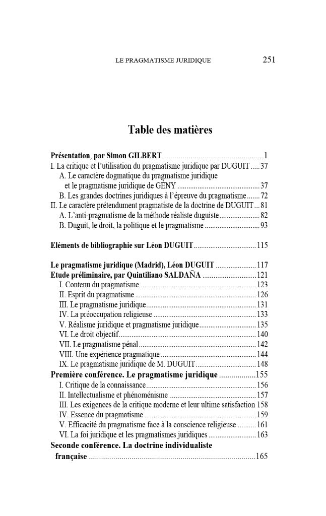 DUGUIT Léon – LE PRAGMATISME JURIDIQUE, Conférences prononcées à Madrid, Lisbonne & Coïmbre (1923), Présentation et traduction (Conférence de Madrid) par Simon GILBERT