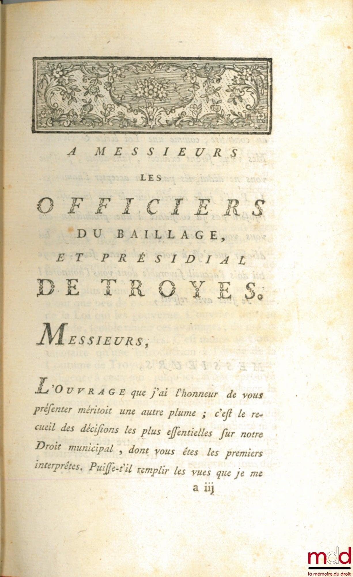 [Customs], [THIERIOT (Jean-Baptiste)] – THE SPIRIT OF THE CUSTOM OF TROYES COMPARED TO THAT OF PARIS. With the Geographical Map of the Territory it governs. A work useful to business people, bourgeois, rural practitioners, all heads of families, & a