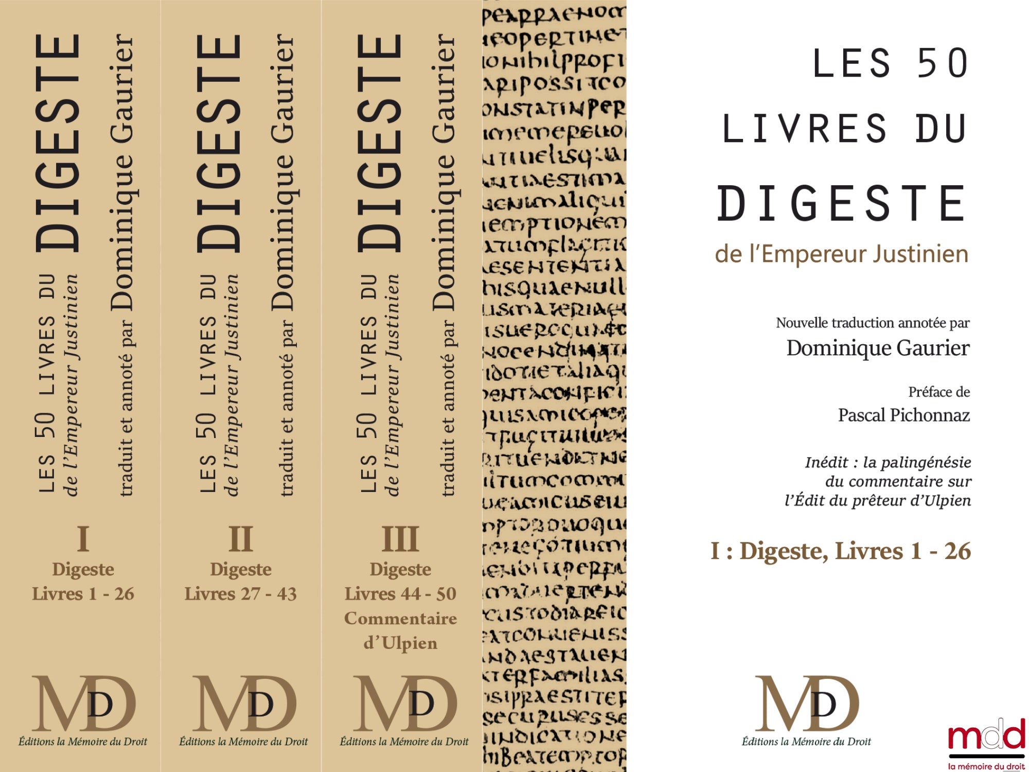 [Justinian] – THE FIFTY BOOKS OF THE DIGESTUS including THE PALINGENESIS OF ULPIAN'S COMMENTARY ON THE PREACHER'S EDICT (after Otto Lenel) Volumes 1 to 3 New French translation, Edition translated and annotated on the edition of Th. Mommsen (Weidmann,
