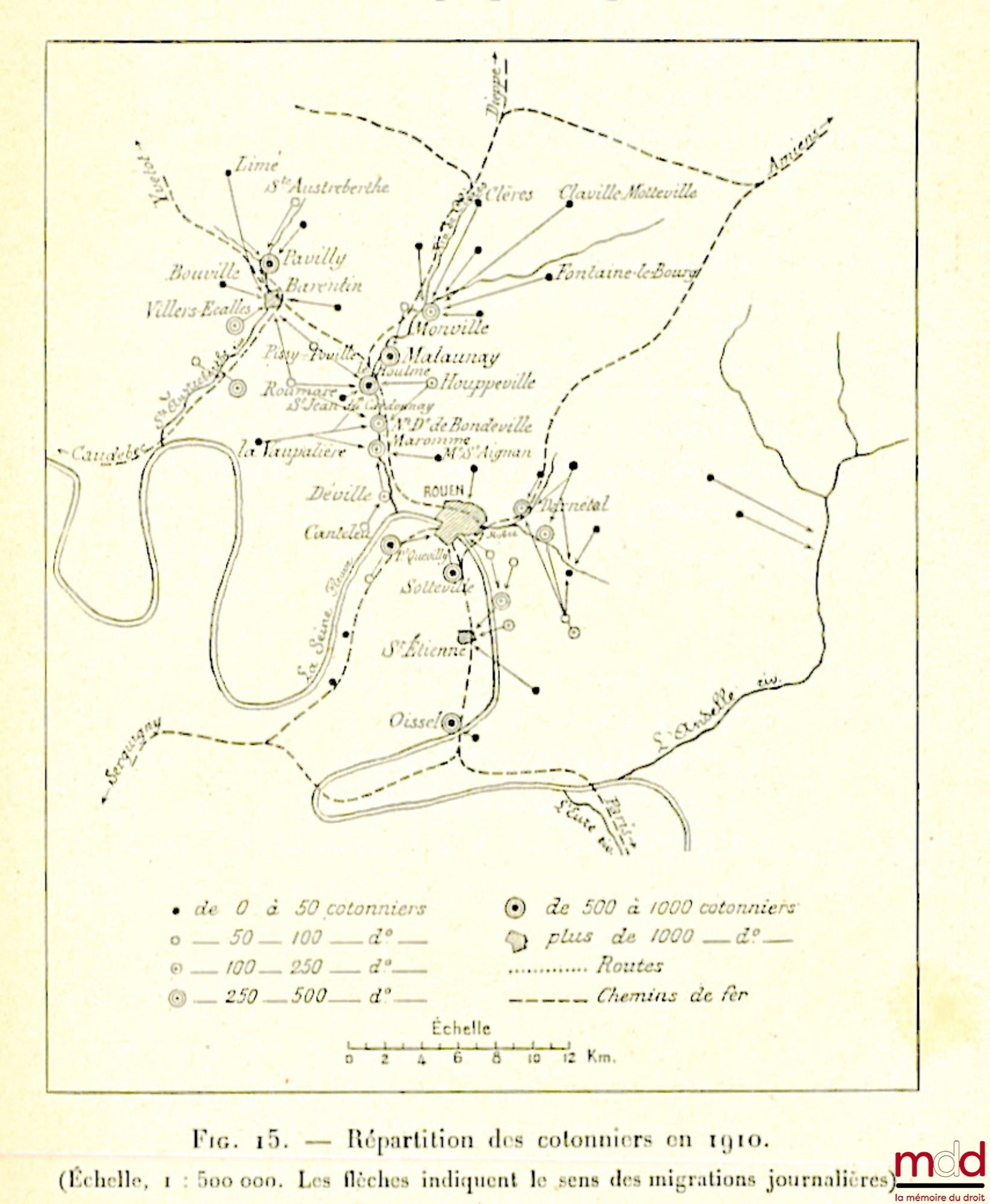 LEVAINVILLE (Jacques) – ROUEN, Étude d’une agglomération urbaine, Avec 24 figures dans le texte, 1 carte, 1 plan de Rouen, 16 planches de reproductions photographiques hors texte