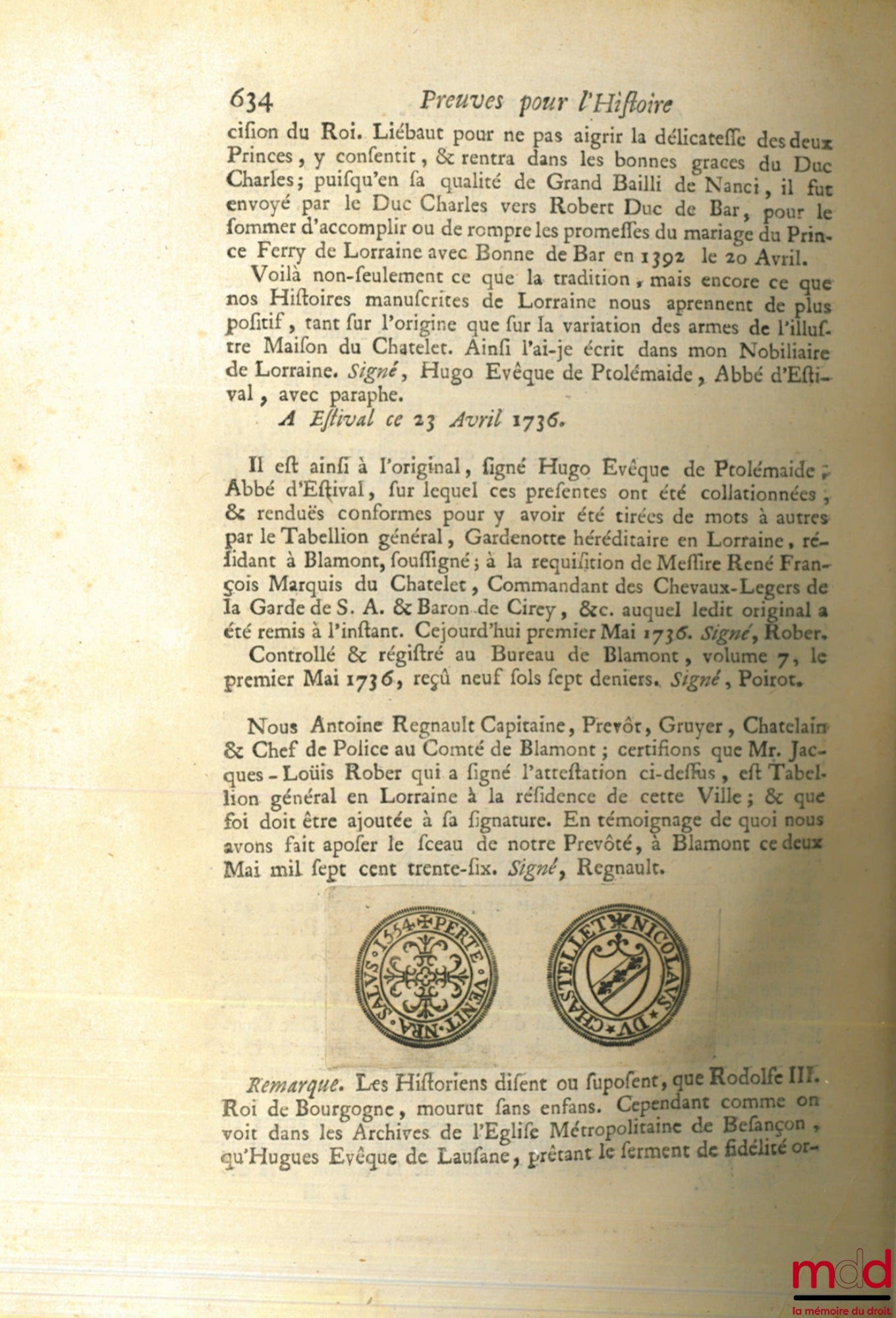 DUNOD DE CHARNAGE (François Ignace) – HISTOIRE DU SECOND ROYAUME DE BOURGOGNE, DU COMTÉ DE BOURGOGNE SOUS LES ROIS CARLOVINGIENS, DES III ET IVe ROYAUMES DE BOURGOGNE, ET DES COMTES DE BOURGOGNES, Montbéliard & Neufchatel. Avec une description du Comté de