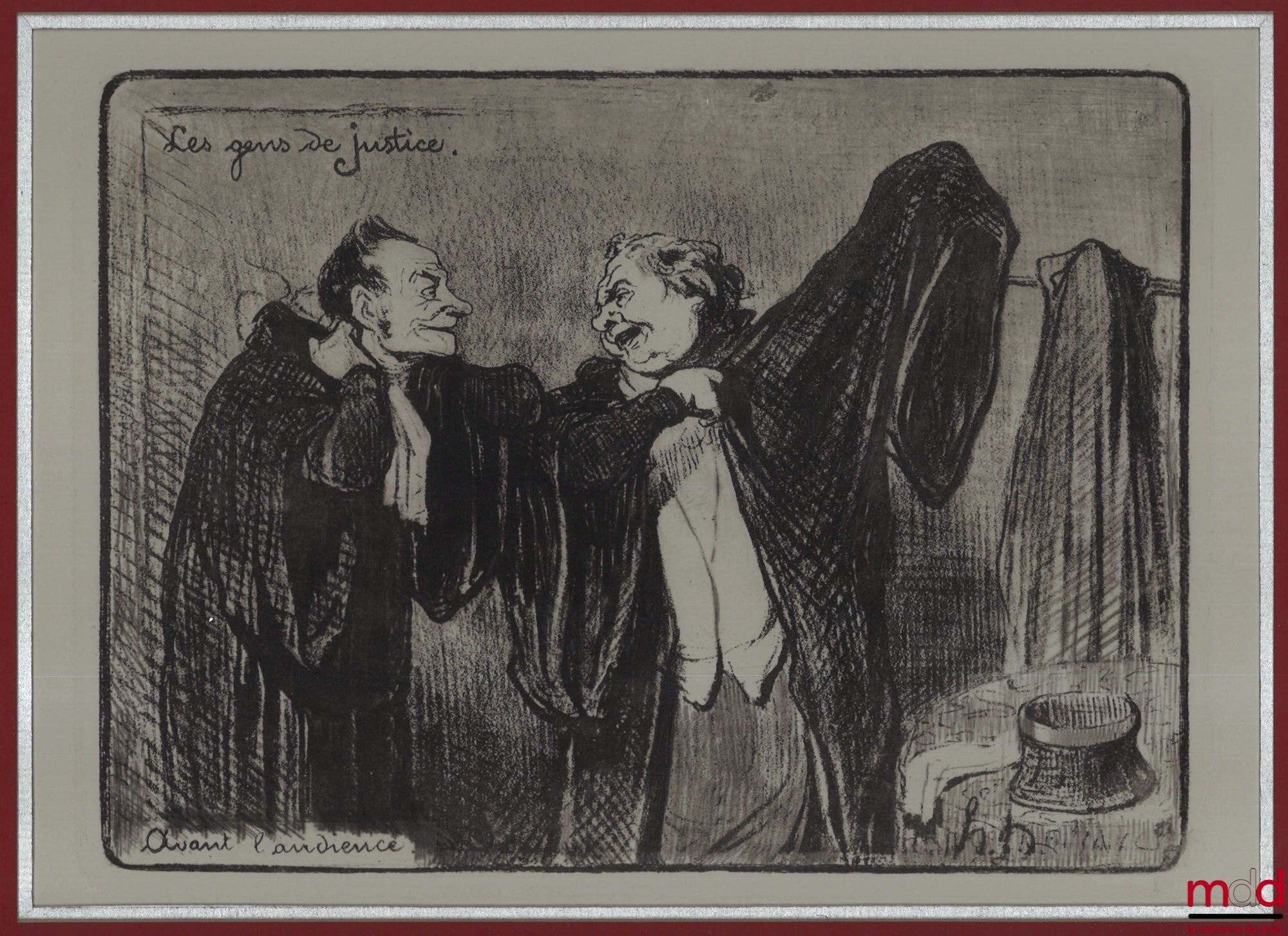 DAUMIER (Honoré) – LES GENS DE JUSTICE, Lithographie en noir signée et publiée initialement dans Le Charivari, coll. Les gens de justice. « Avant l’audience »