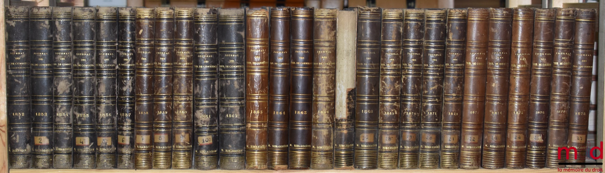 [Tribunal de Commerce] – JOURNAL DES TRIBUNAUX DE COMMERCE renfermant l’exposé complet de la jurisprudence et de la doctrine des auteurs en matière commerciale, par MM. Teulet et Camberlin, de 1852 [tête de collection] à 1937 (mq. 1921) ; TABLE GÉNÉRALE D