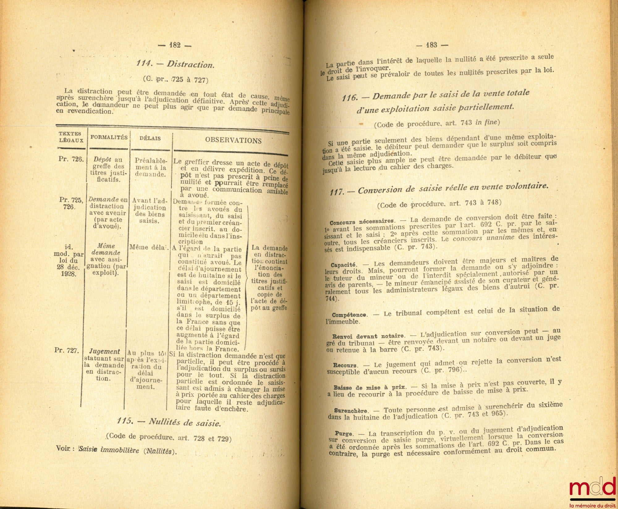 LAFORCE (Adrien) – THE PROCEDURE IN SYNOPTIC TABLES