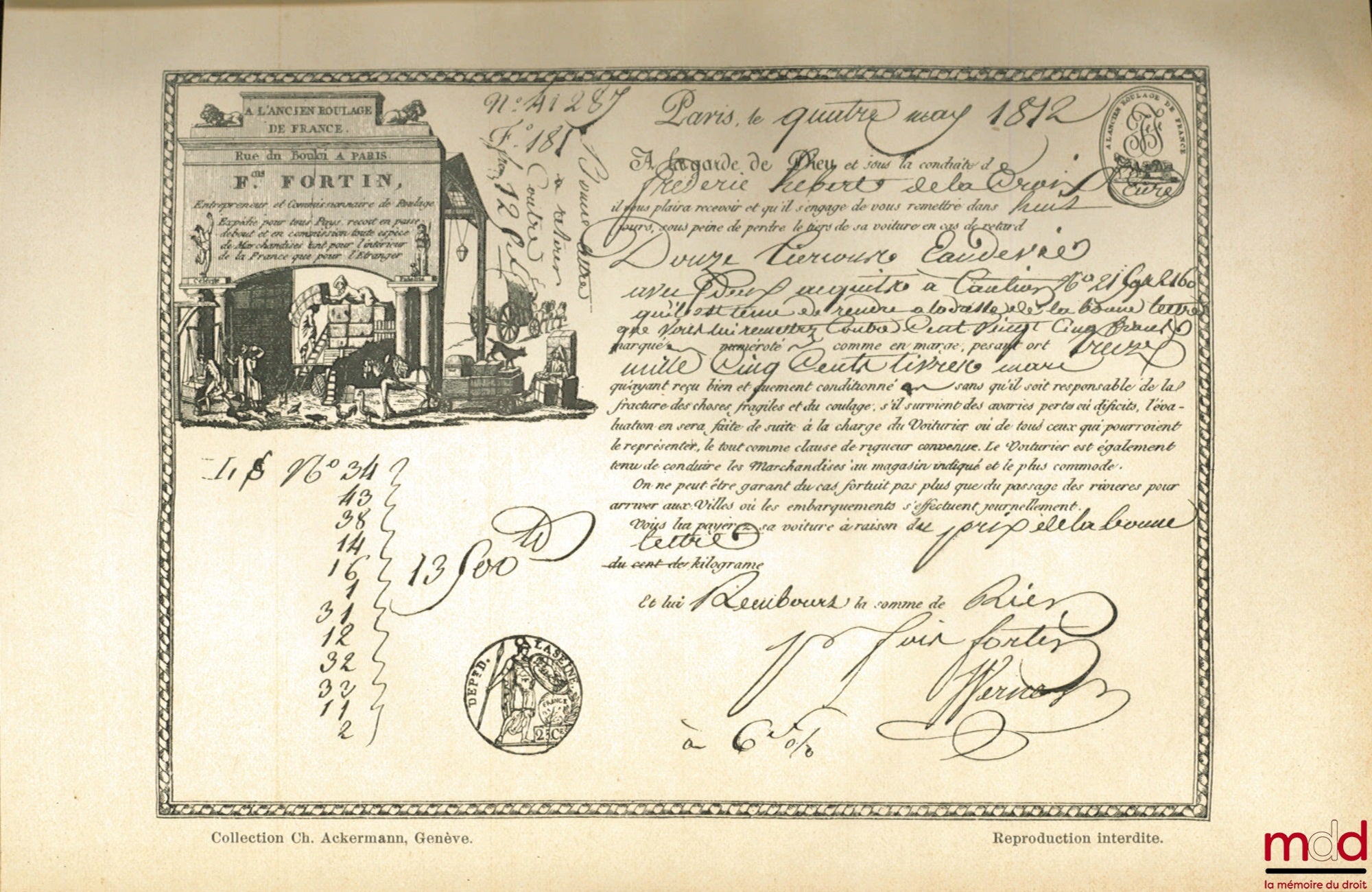 ACKERMANN (Charles) – RÉPERTOIRE DE JURISPRUDENCE EN MATIÈRE DE TRANSPORTS, t. I : Avaries avec la reproduction de “Lettre de voiture 1787” ; t. II : Manquants - Pertes - Déchets (avec 1 illustration), Préface de M. le Dr Albert Richard ;