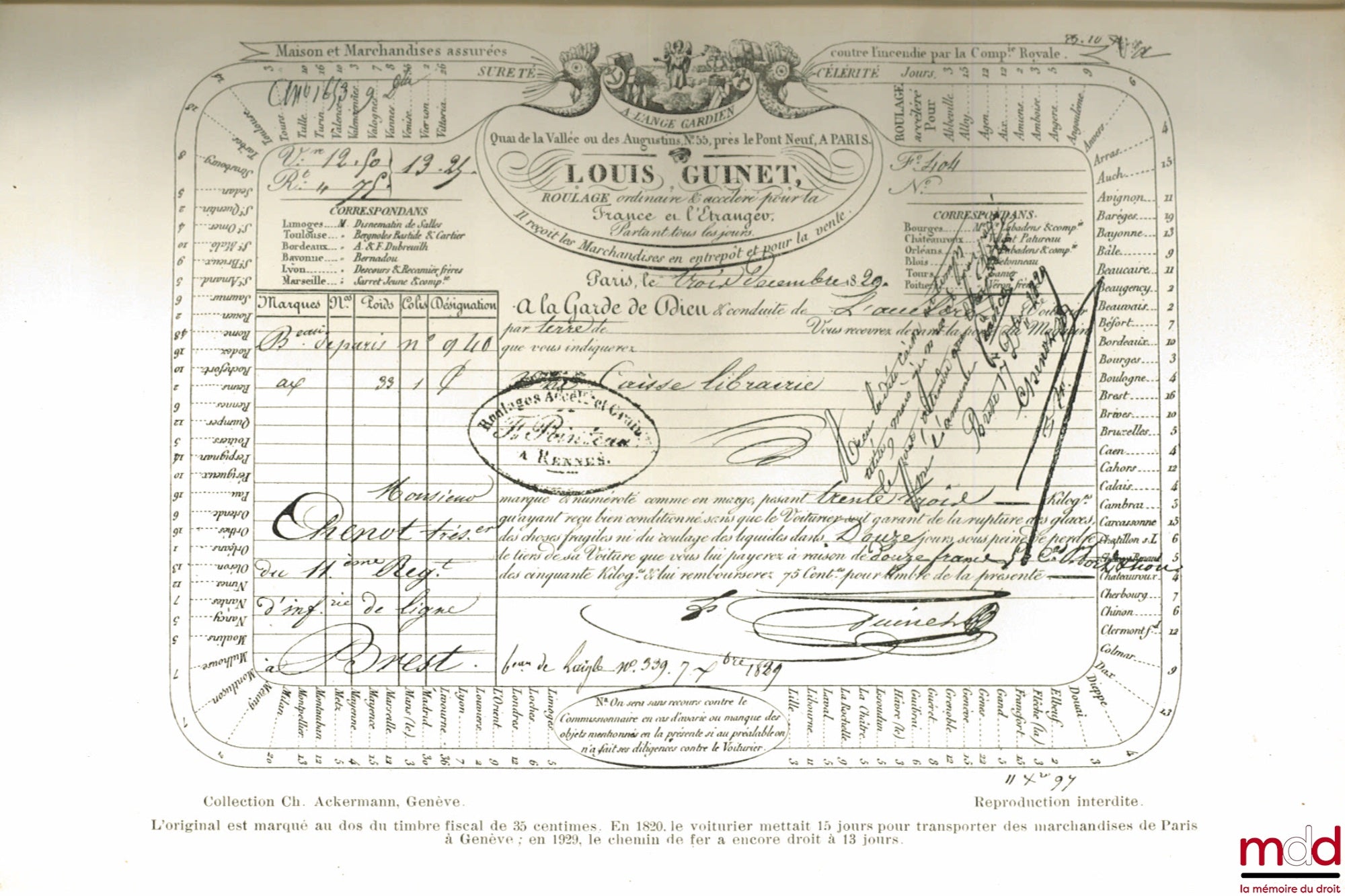 ACKERMANN (Charles) – RÉPERTOIRE DE JURISPRUDENCE EN MATIÈRE DE TRANSPORTS, t. I : Avaries avec la reproduction de “Lettre de voiture 1787” ; t. II : Manquants - Pertes - Déchets (avec 1 illustration), Préface de M. le Dr Albert Richard ;