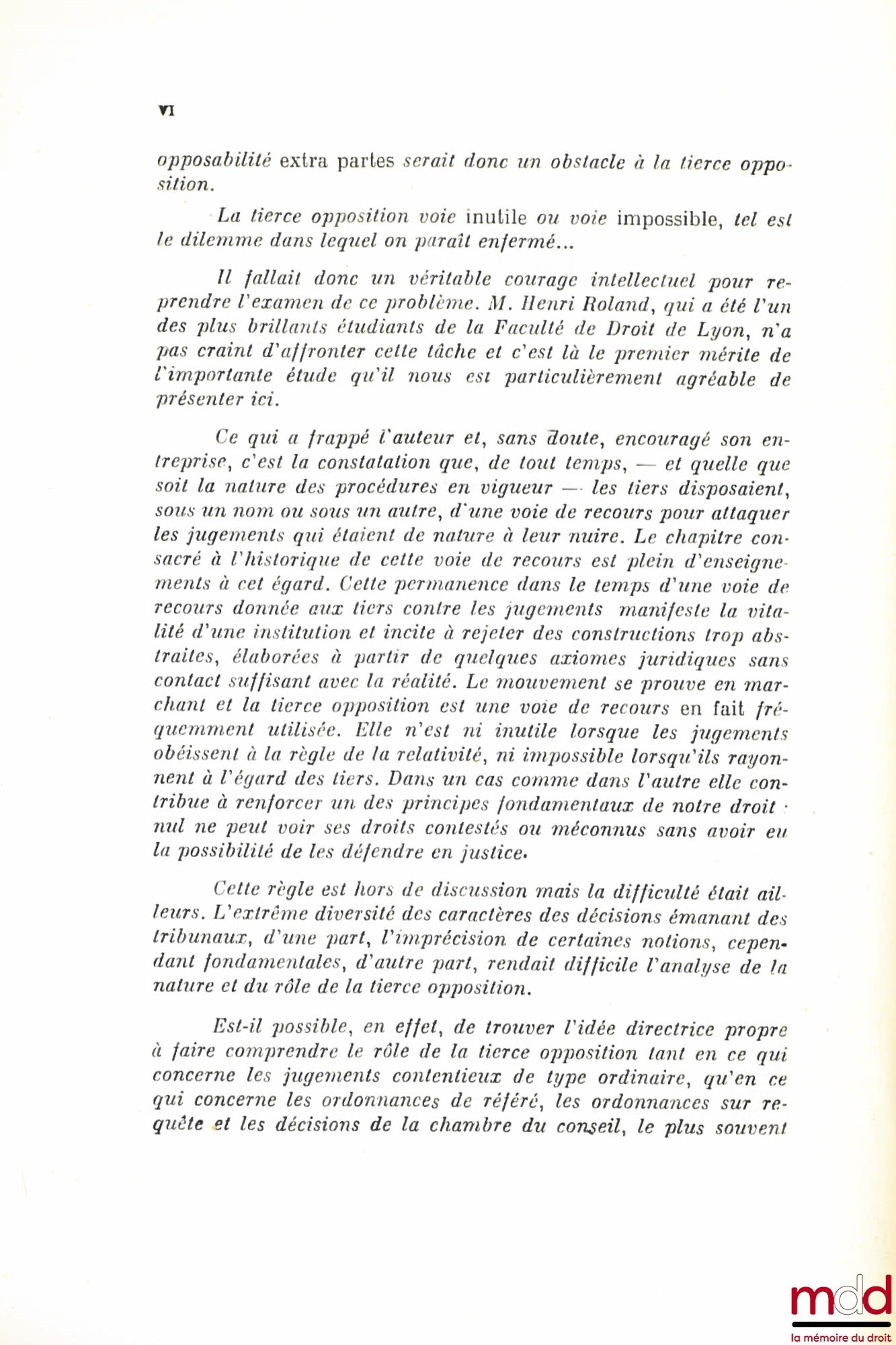 ROLAND (Henri) – RES JUDICATA AND THIRD-PARTY OPPOSITION, Preface by Boris Starck, Private Law Library, vol. XIII