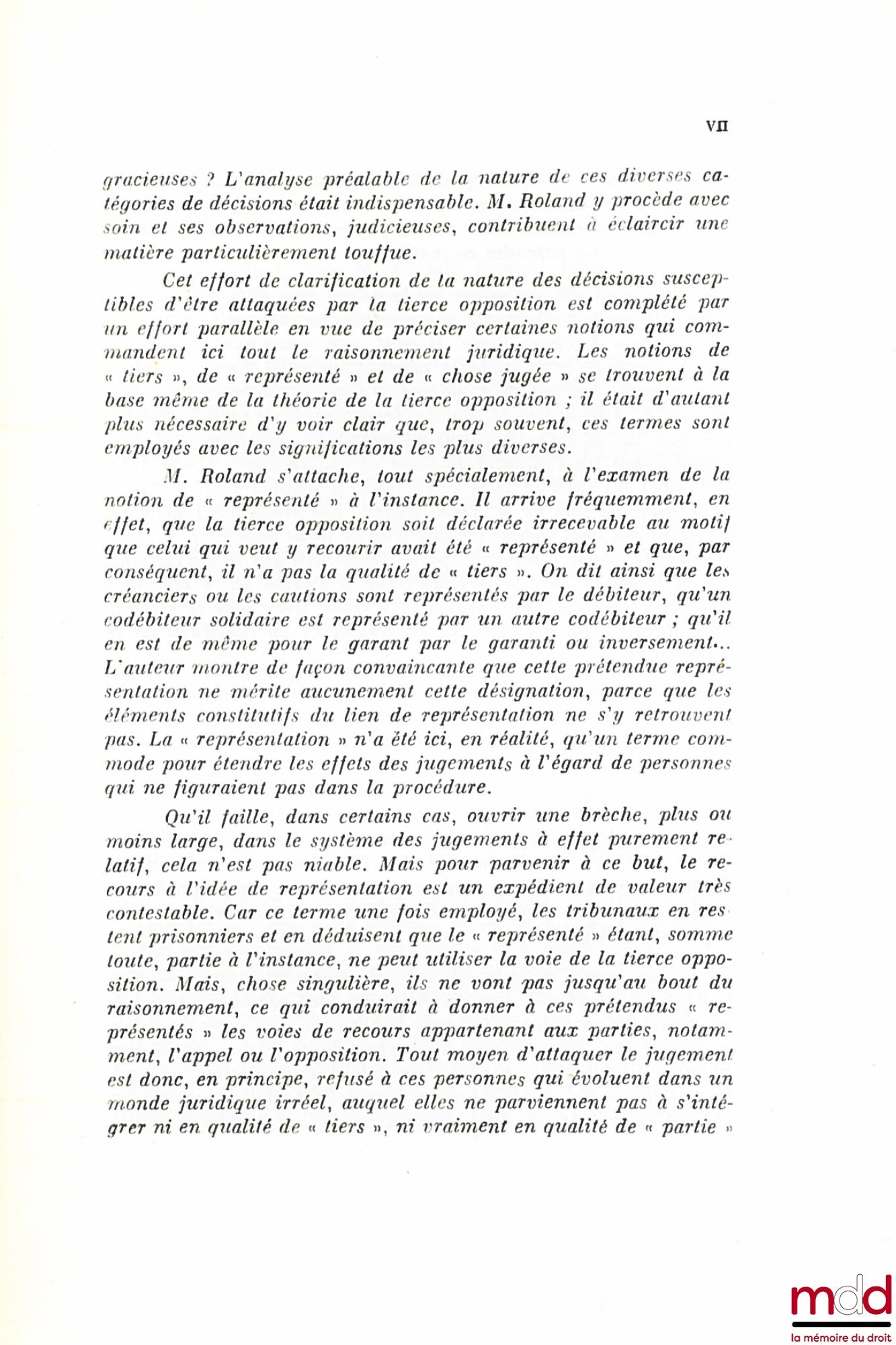 ROLAND (Henri) – RES JUDICATA AND THIRD-PARTY OPPOSITION, Preface by Boris Starck, Private Law Library, vol. XIII