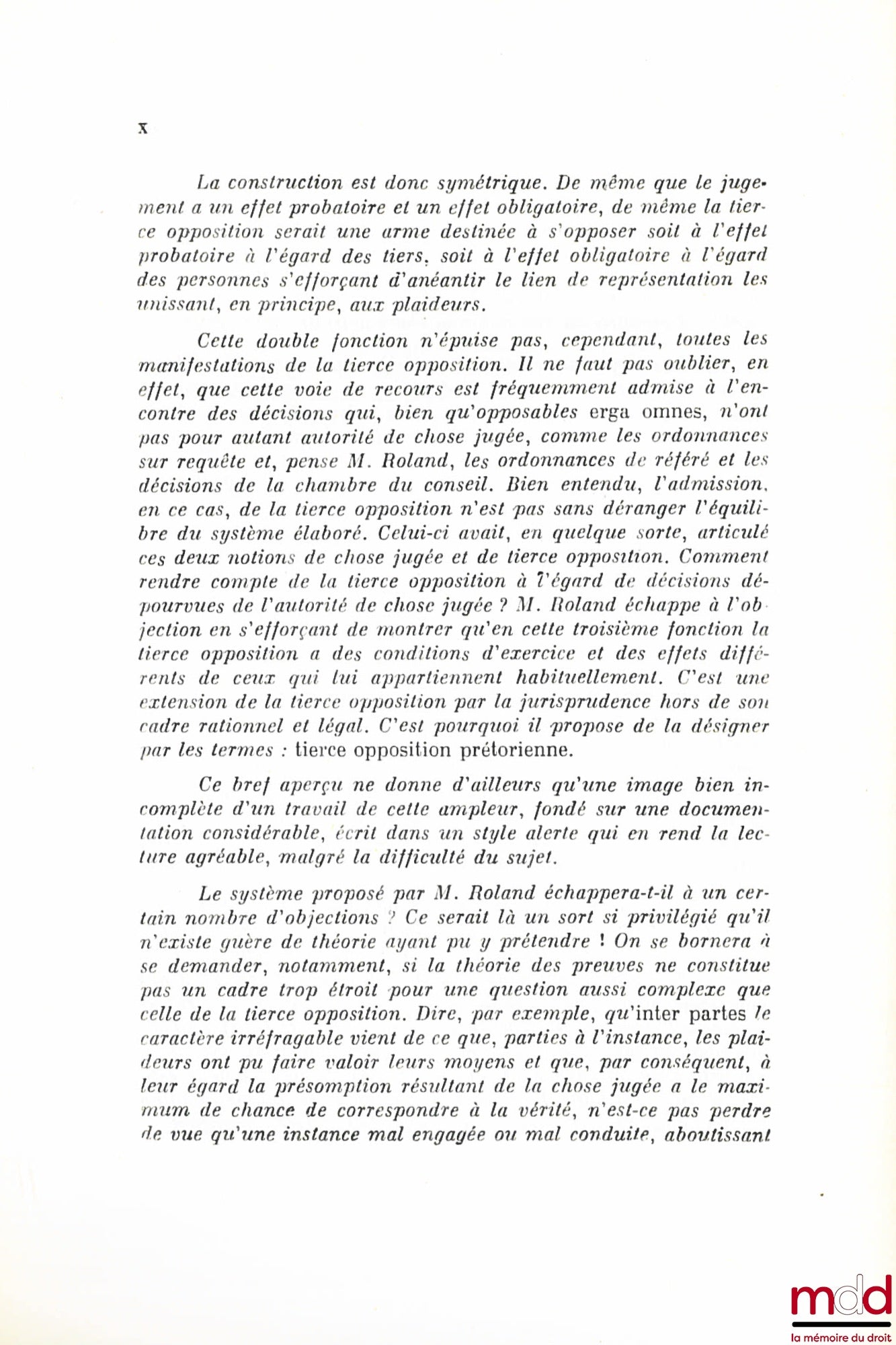 ROLAND (Henri) – RES JUDICATA AND THIRD-PARTY OPPOSITION, Preface by Boris Starck, Private Law Library, vol. XIII