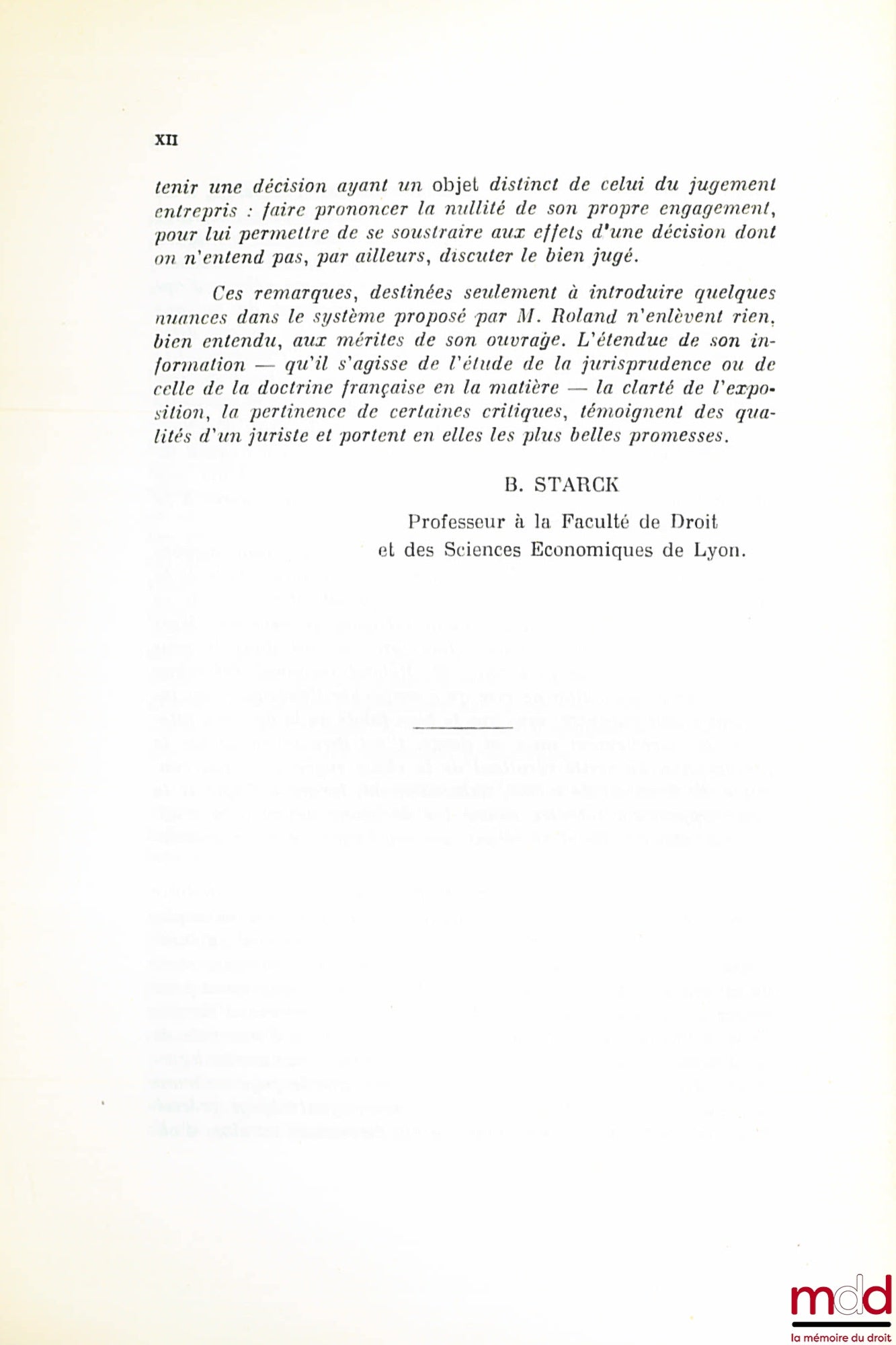 ROLAND (Henri) – RES JUDICATA AND THIRD-PARTY OPPOSITION, Preface by Boris Starck, Private Law Library, vol. XIII