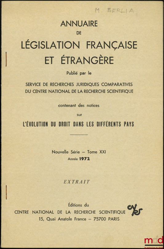MATHIOT (André) – LA Ve RÉPUBLIQUE EN 1979, extrait de l’Annuaire de législation française et étrangère, nouvelle série, t. XXVIII, années 1979-1980