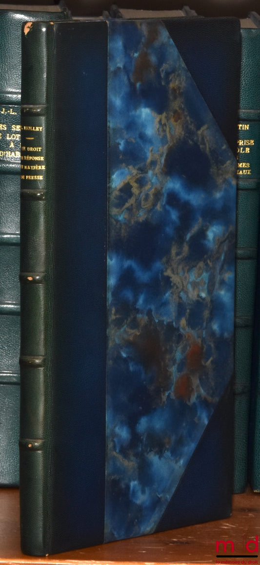 BIOLLEY (Gérard) – THE RIGHT OF REPLY IN PRESS MATTERS, Private Law Library, vol. L