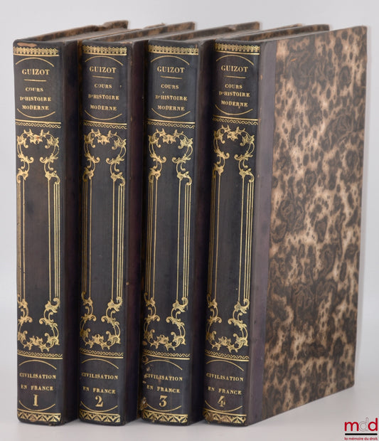 GUIZOT (François) – HISTOIRE DE LA CIVILISATION EN FRANCE DEPUIS LA CHUTE DE L’EMPIRE ROMAIN JUSQU’EN 1789, Cours d’histoire moderne 1929 et 1930 [mq. les t.  5 et 6]