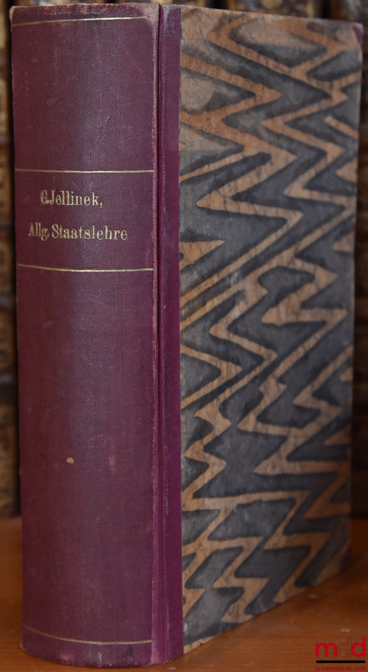 JELLINEK (Georg) – ALLGEMEINE STAATSLEHRE, Dritte Auflage, Unter Verwertung des Handschriftlichen nachlasses durchgesehen und ergänzt von Dr. Walter Jellinek, Vierter, um ein durchgesehenes verzeichnis der Neuersceinungen vermehrter, im Manulverfahren her