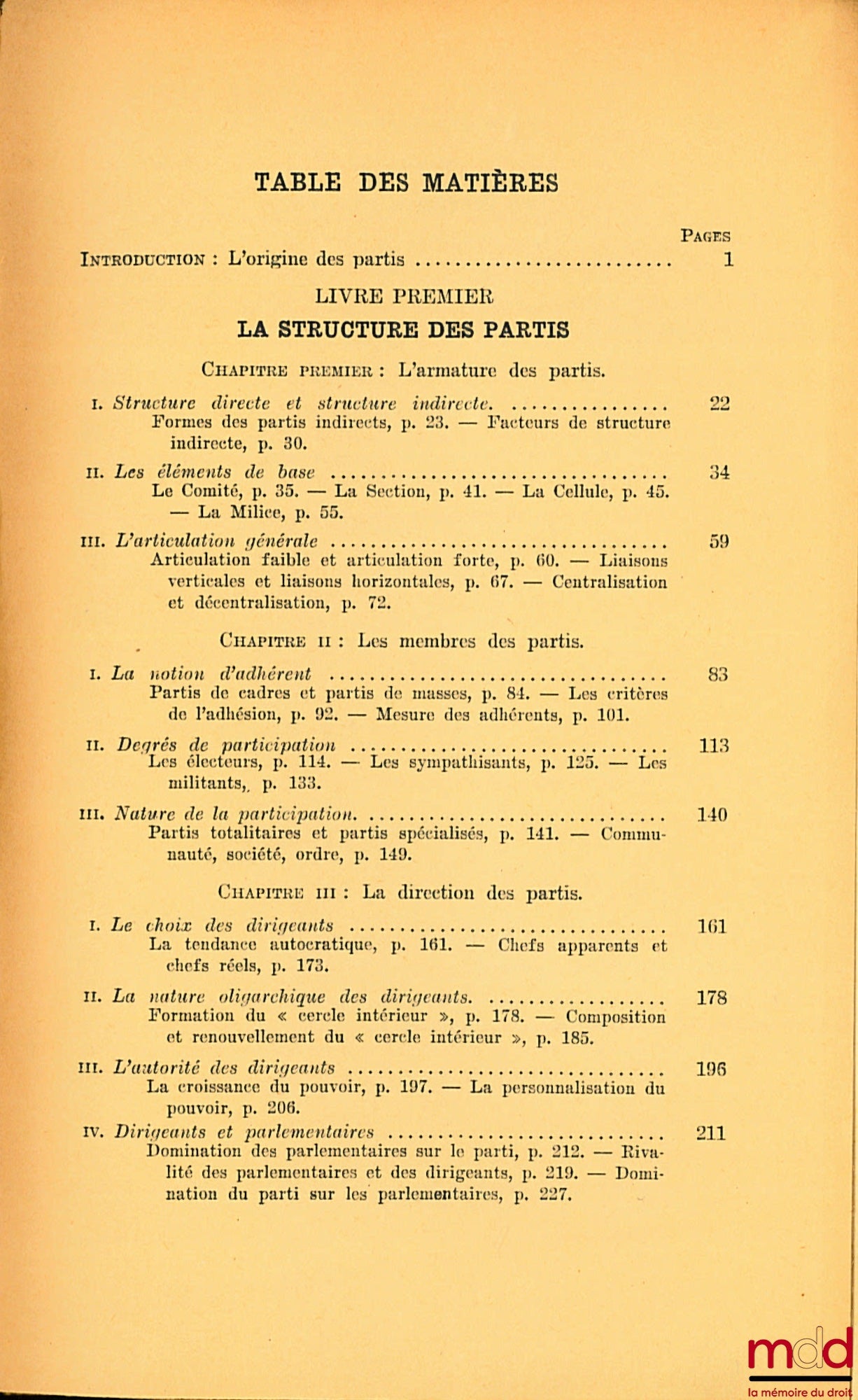 DUVERGER (Maurice) – LES PARTIS POLITIQUES, avec 45 tableaux graphiques