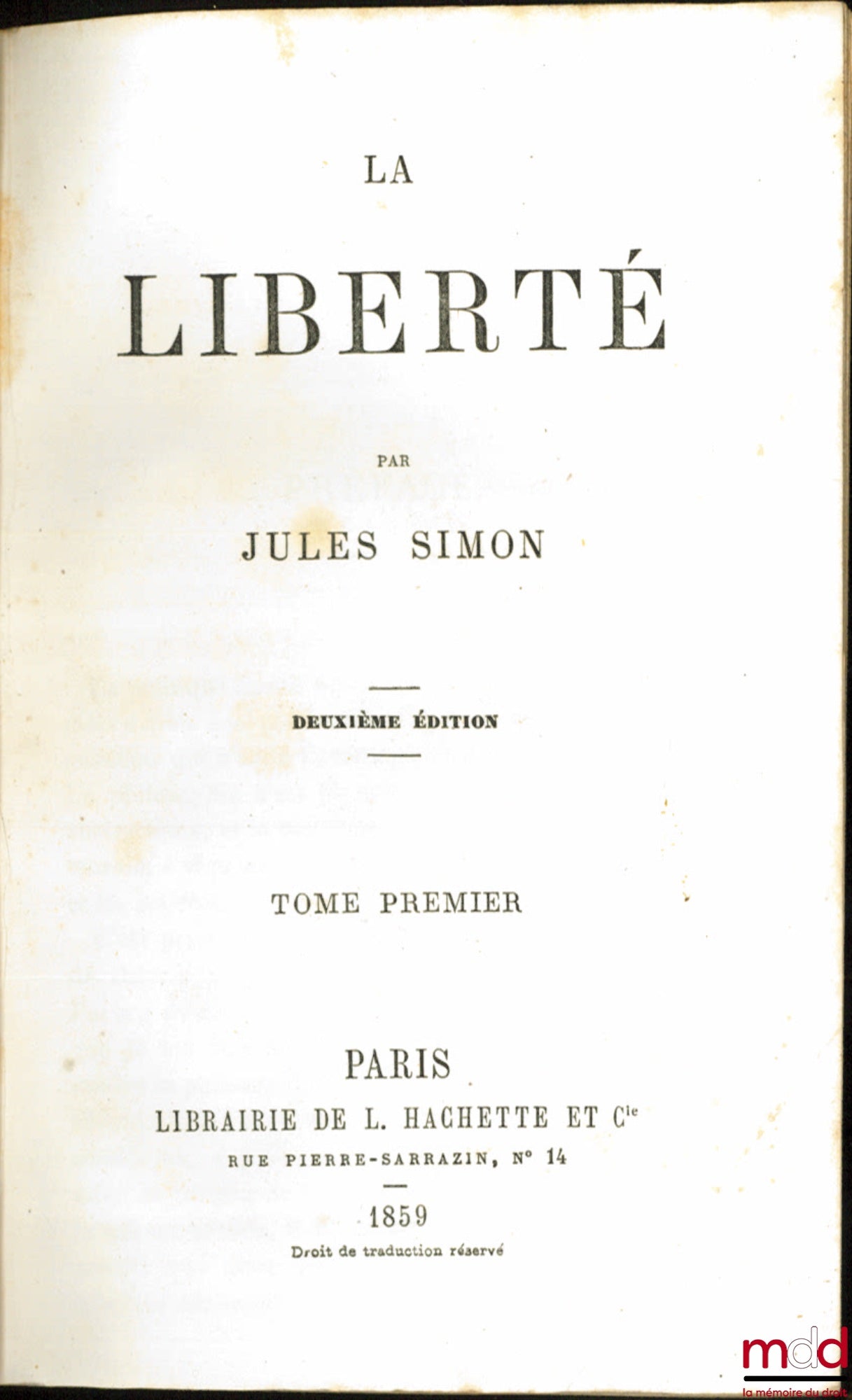 SIMON (Jules) – LIBERTY, 2nd ed.