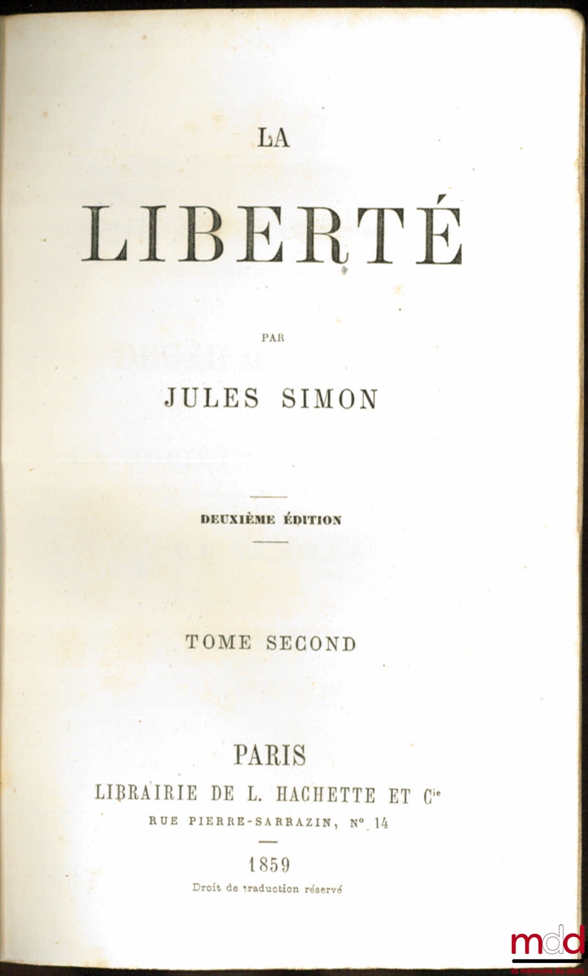 SIMON (Jules) – LIBERTY, 2nd ed.