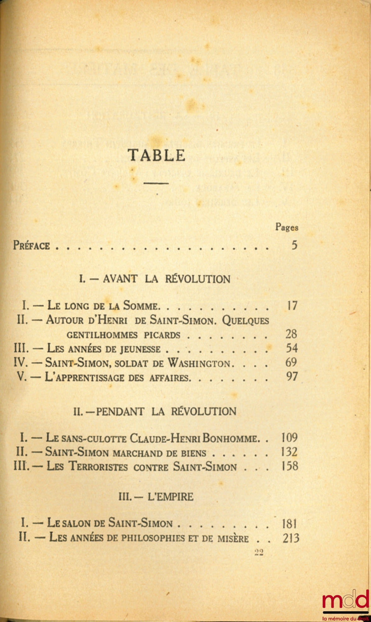 [Saint-Simon], LEROY (Maxime) – THE LIFE OF THE COUNT OF SAINT-SIMON 1760-1825, coll. Les Cahiers verts, vol. 54