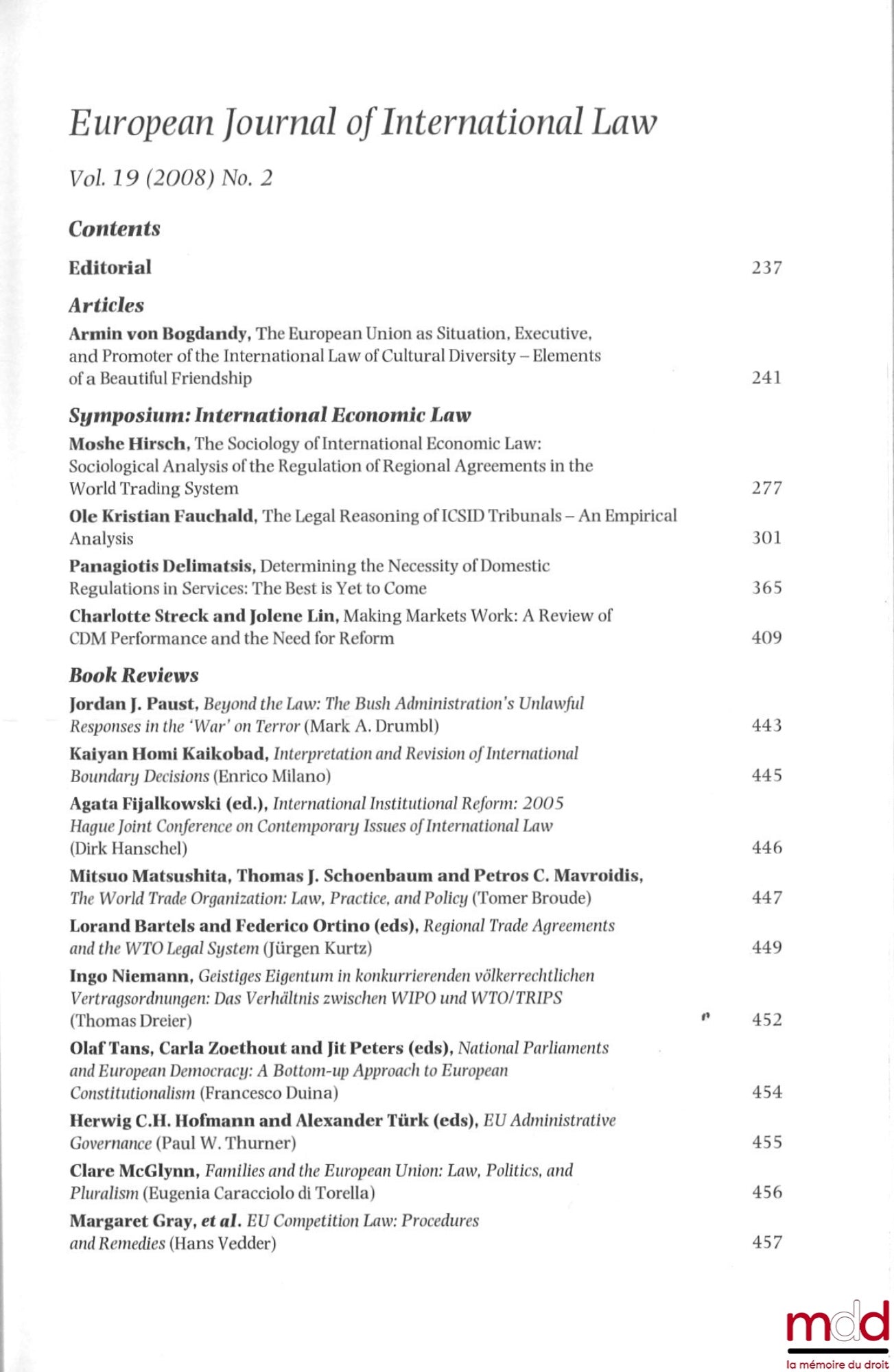 [Collective] – EUROPEAN JOURNAL OF INTERNATIONAL LAW: Volume 9 (1998): Nos. 2 and 3; Volume 19 (2008): Nos. 2 to 5; Volume 20 (2009): Nos. 1 to 4; Volume 21 (2010): Nos. 1 to 4