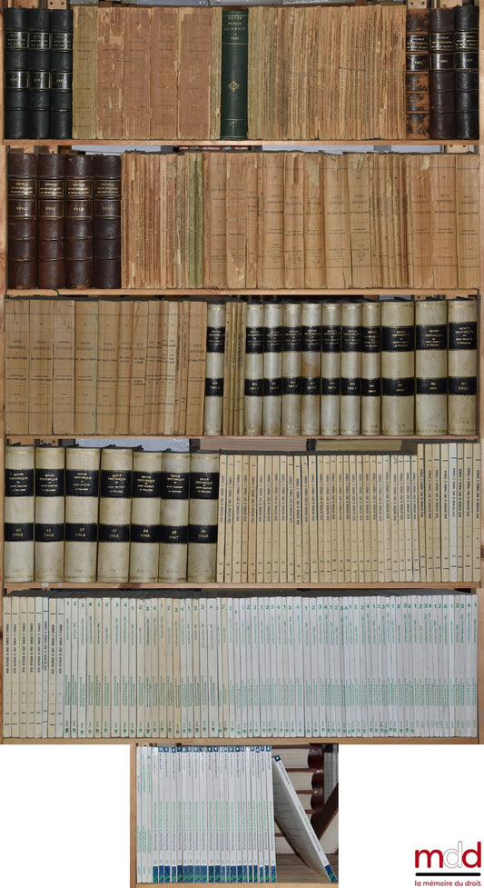 [RHDFE] – NEW HISTORICAL REVIEW OF FRENCH AND FOREIGN LAW, founded in 1855 by Messrs. É. Laboulaye, E. de Rozière, R. Dareste and C. Ginouilhac, Published with the support of the National Center for Scientific Research, from 1883 (7th year) to 2003