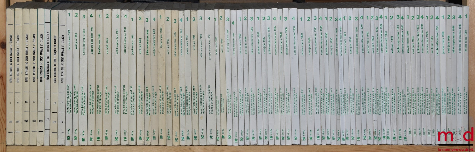 [RHDFE] – NOUVELLE REVUE HISTORIQUE DE DROIT FRANÇAIS ET ÉTRANGER, fondée en 1855 par MM. É. Laboulaye, E. de Rozière, R. Dareste et C. Ginouilhac, Publié avec le concours du centre National de la Recherche Scientifique, de 1883 (7e année) à 2003