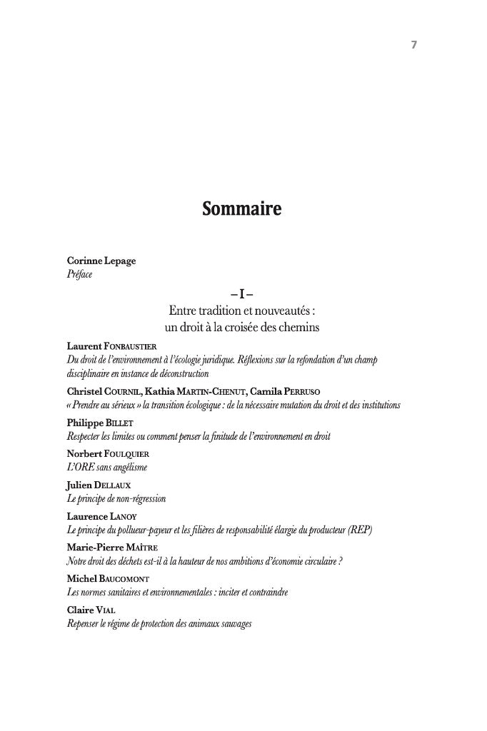 FLORILÈGES DU DROIT DE L’ENVIRONNEMENT   Sous la direction de Jean-Pierre BOIVIN, Norbert FOULQUIER et Christian HUGLO