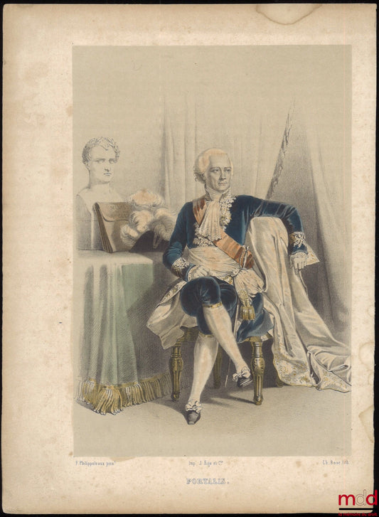 [Portalis] – Lithographie en noir réhaussée au pastel