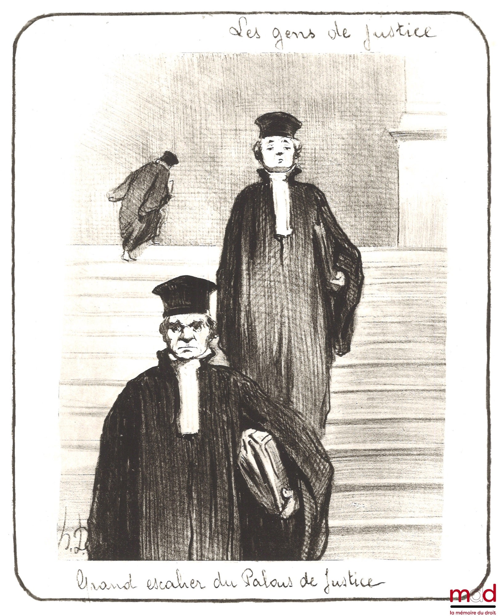 DAUMIER (Honoré) – GRAND STAIRCASE OF THE PALACE OF JUSTICE, 19th-century reprint of the lithograph from the series Les Gens de Justice, plate 36, print no. 7/45
