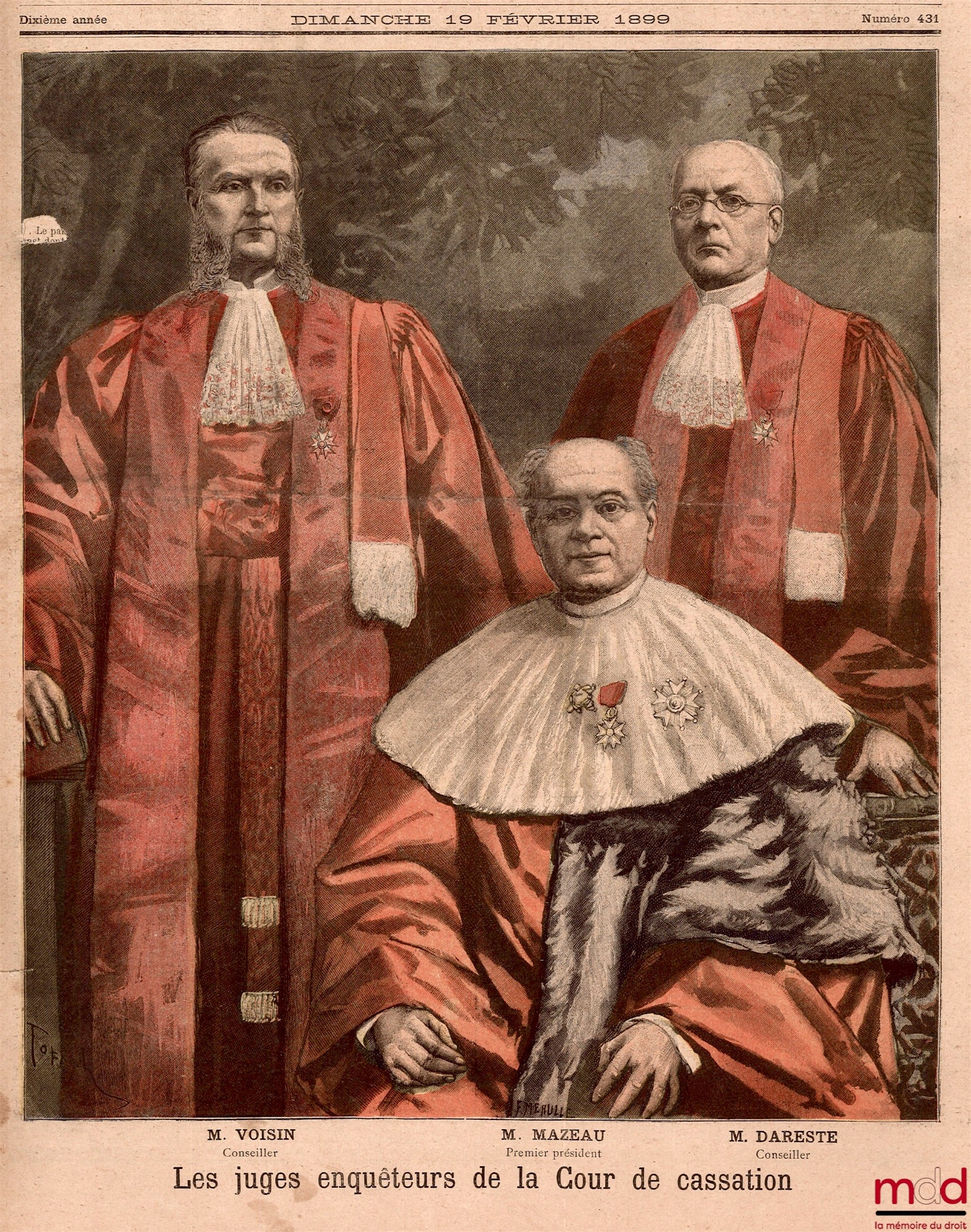 [Court of Cassation] – THE INVESTIGATING JUDGES OF THE COURT OF CASSATION, Mr. Loew (President), Mr. Manau (Attorney General) and Mr. Chambareaud (Rapporteur), Le Petit Journal, No. 387 of Sunday, April 17, 1898, illustrated supplement