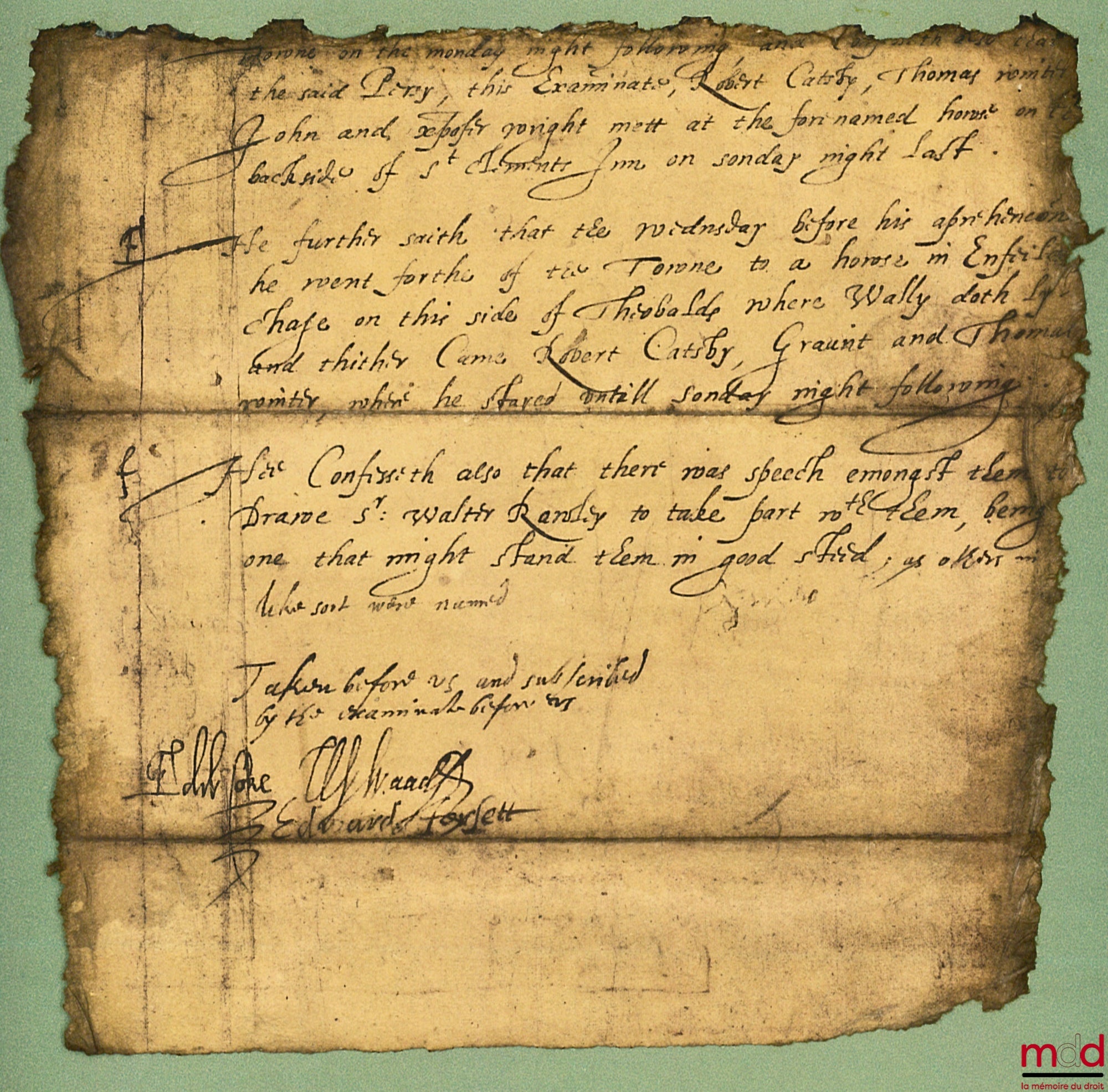 SOME STIRRING RELICS OF ENGLISH HISTORY: - Lady Jane Gray announces her accession to the Throne of England (1553) - Sir Philip Sidney's last letter (1586) - Signature of Guy Fawkes under torture (1605) - Charles I informs his sister of the birth of a son