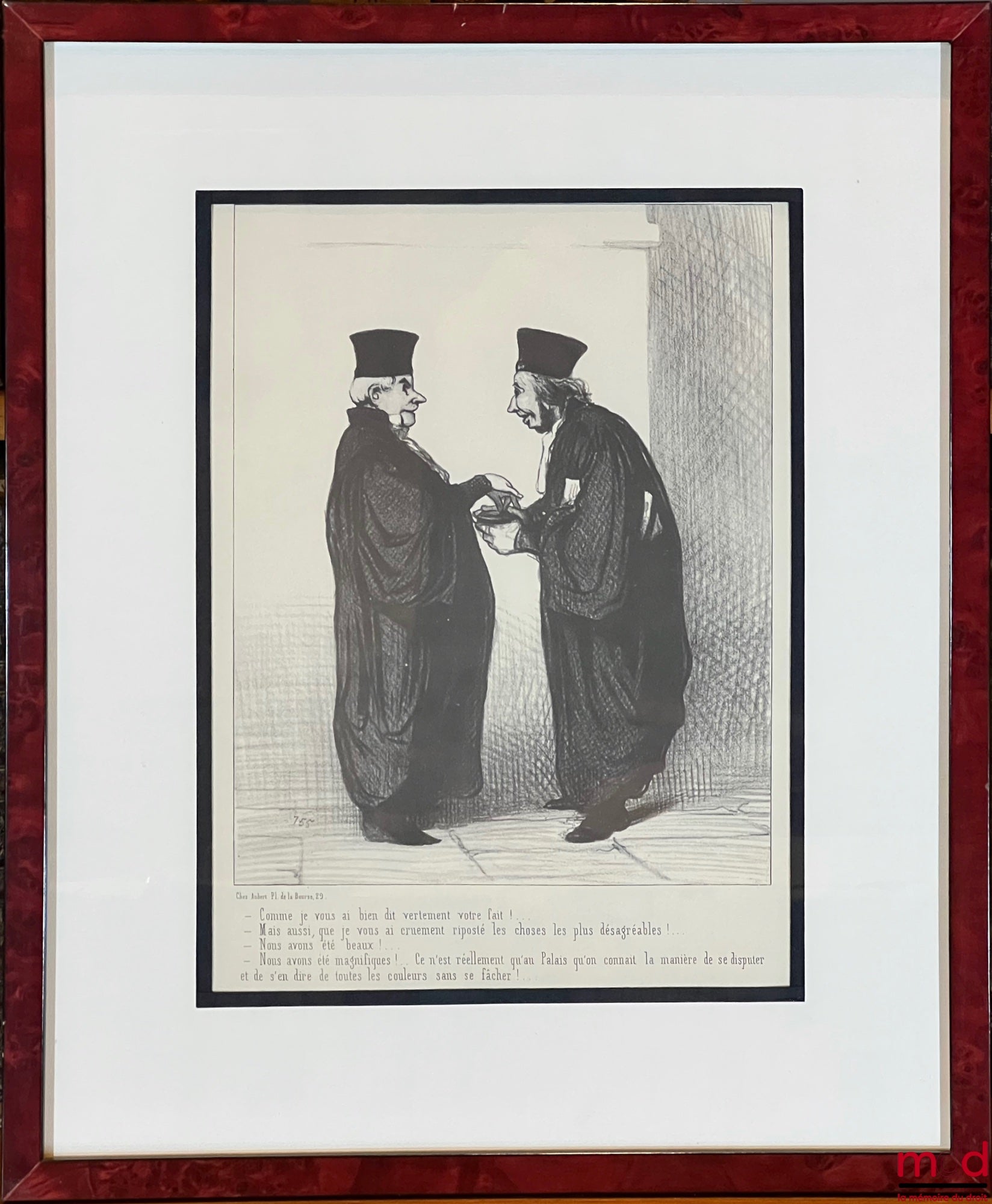 DAUMIER (Honoré) – THE PEOPLE OF JUSTICE, Lithograph in black originally published in Le Charivari on April 29, 1845, Series The People of Justice: “– How bluntly I told you what you were doing!... – But also, how cruelly I retorted to you with the