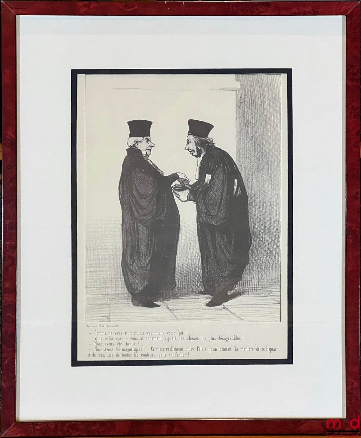 DAUMIER (Honoré) – THE PEOPLE OF JUSTICE, Lithograph in black originally published in Le Charivari on April 29, 1845, Series The People of Justice: “– How bluntly I told you what you were doing!... – But also, how cruelly I retorted to you with the