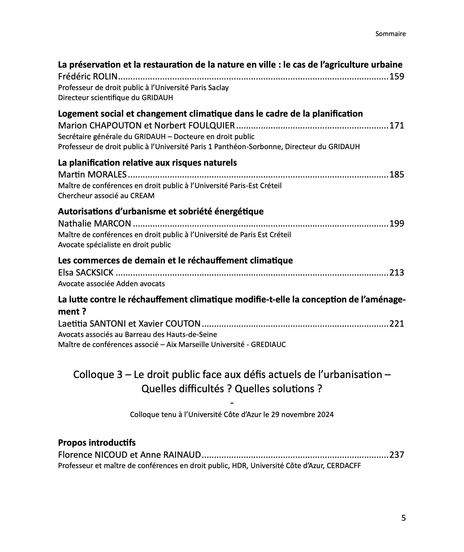 Les Cahiers du GRIDAUH, Numéro 34/2025 : AMÉNAGEMENT, URBANISME, SÉCURITÉ ET CHANGEMENT CLIMATIQUE. Ouvrage coordonné par Norbert FOULQUIER et Frédéric ROLIN