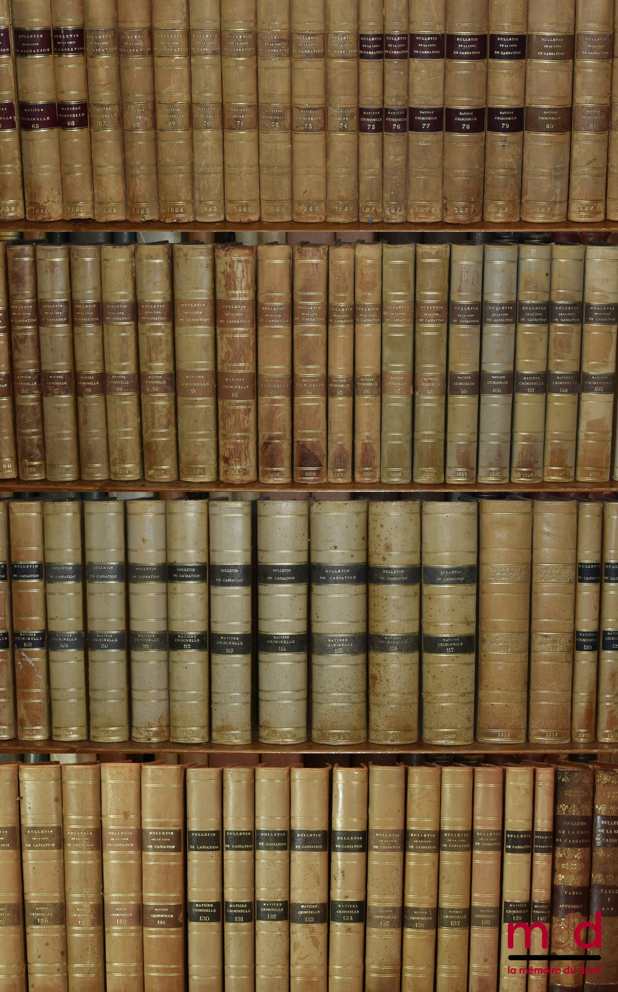 [Court of Cassation] – BULLETIN OF JUDGMENTS OF THE COURT OF CASSATION RENDERED IN CRIMINAL MATTERS, from 1831 to 1936 [missing 11 years]; Tables 1798-1856 (1 vol.); 1857-1873 (2 vols.)