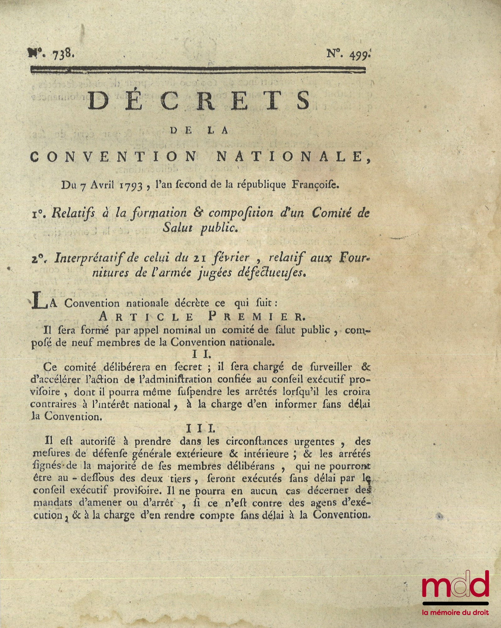 ENSEMBLE DE 30 BULLETINS DES LOIS, DÉCRETS ET PROCLAMATIONS : - Loi relative aux troubles survenus dans la ville de Douay, Paris, 19 mars 1791, (4 p.) ; - Loi qui détermine les cas où le Roi sera censé avoir abdiqué la Couronne, & pourra être poursuivi co