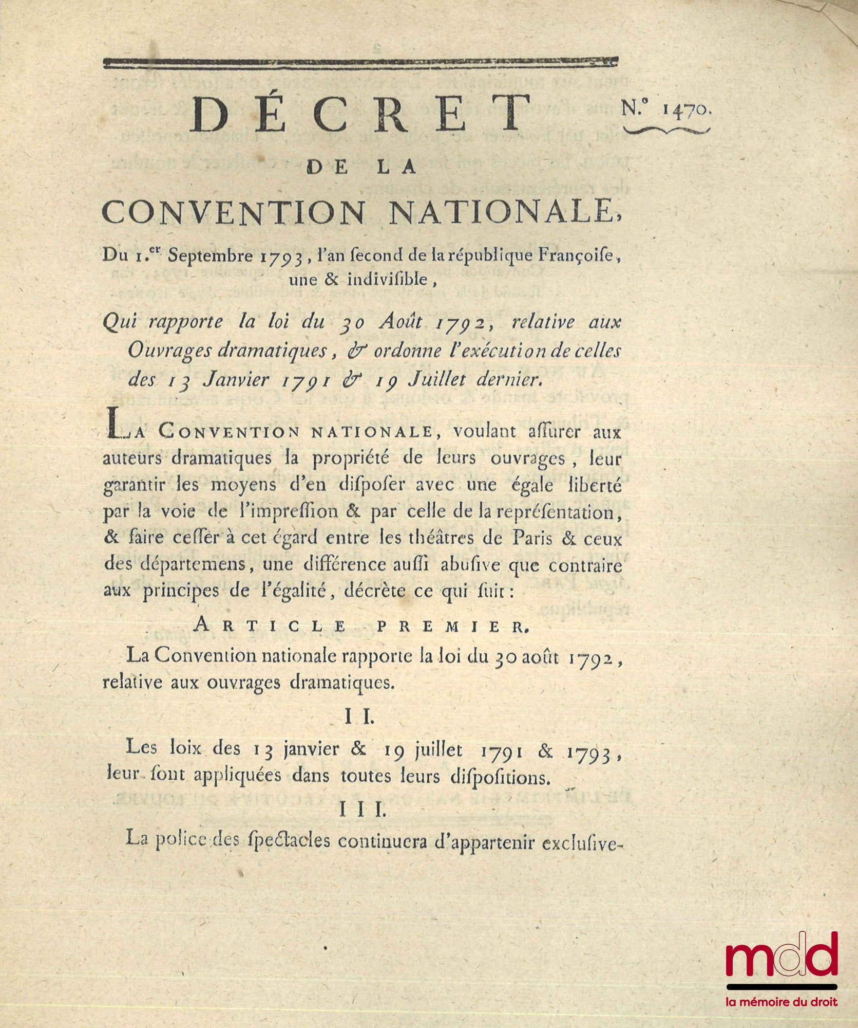 ENSEMBLE DE 30 BULLETINS DES LOIS, DÉCRETS ET PROCLAMATIONS : - Loi relative aux troubles survenus dans la ville de Douay, Paris, 19 mars 1791, (4 p.) ; - Loi qui détermine les cas où le Roi sera censé avoir abdiqué la Couronne, & pourra être poursuivi co
