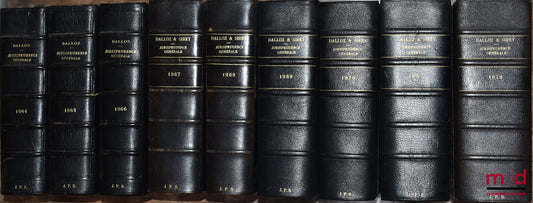 [Recueil Dalloz] – JURISPRUDENCE GÉNÉRALE DALLOZ. RECUEIL DALLOZ DE DOCTRINE, DE JURISPRUDENCE ET DE LÉGISLATION, Recueil hebdomadaire fondé par Désiré et Armand Dalloz et Charles Vergé, de 1964 à 1995 [complet]