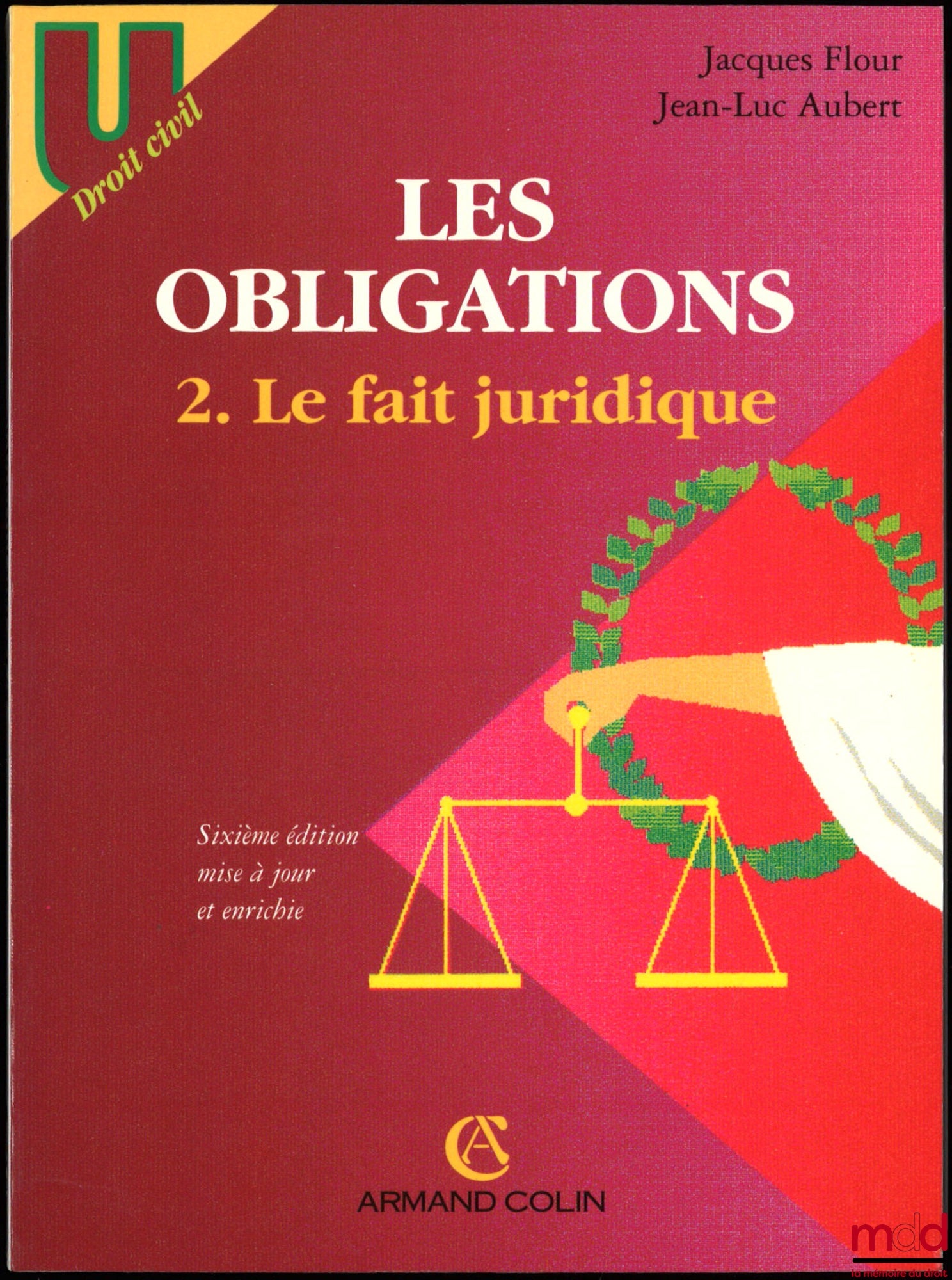 FLOUR (Jacques) et AUBERT (Jean-Luc) – DROIT CIVIL, LES OBLIGATIONS, vol. I : L’ACTE JURIDIQUE, Le Contrat - Formation - Effets - Actes Unilatéraux - Actes collectifs, 7e éd. mise à jour et enrichie ; vol. II : LE FAIT JURIDIQUE, Quasi-contrats - Responsa