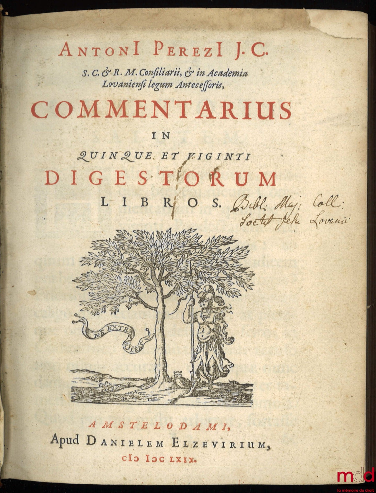 PEREZII (Antonii), [PEREZ (Antoine)] – COMMENTARIUS IN QUINQUE ET VIGINTI DIGESTORUM LIBROS