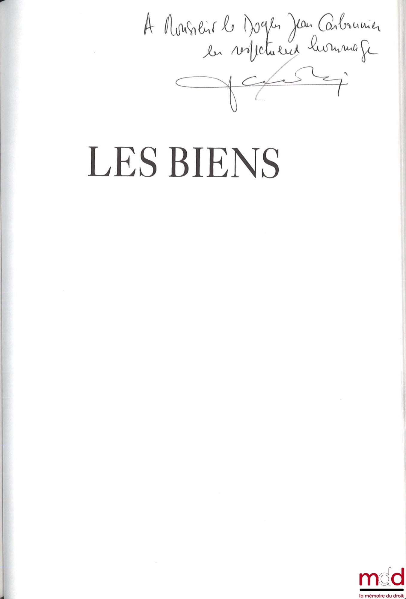 JOURDAIN (Patrice) – LES BIENS, Coll. Droit civil