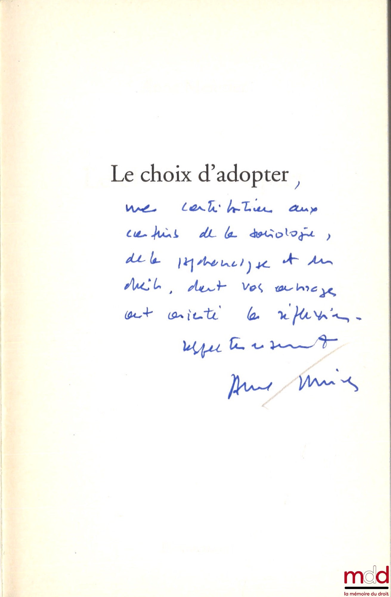 MEUNIER (Anne) – THE CHOICE TO ADOPT, Essays Collection