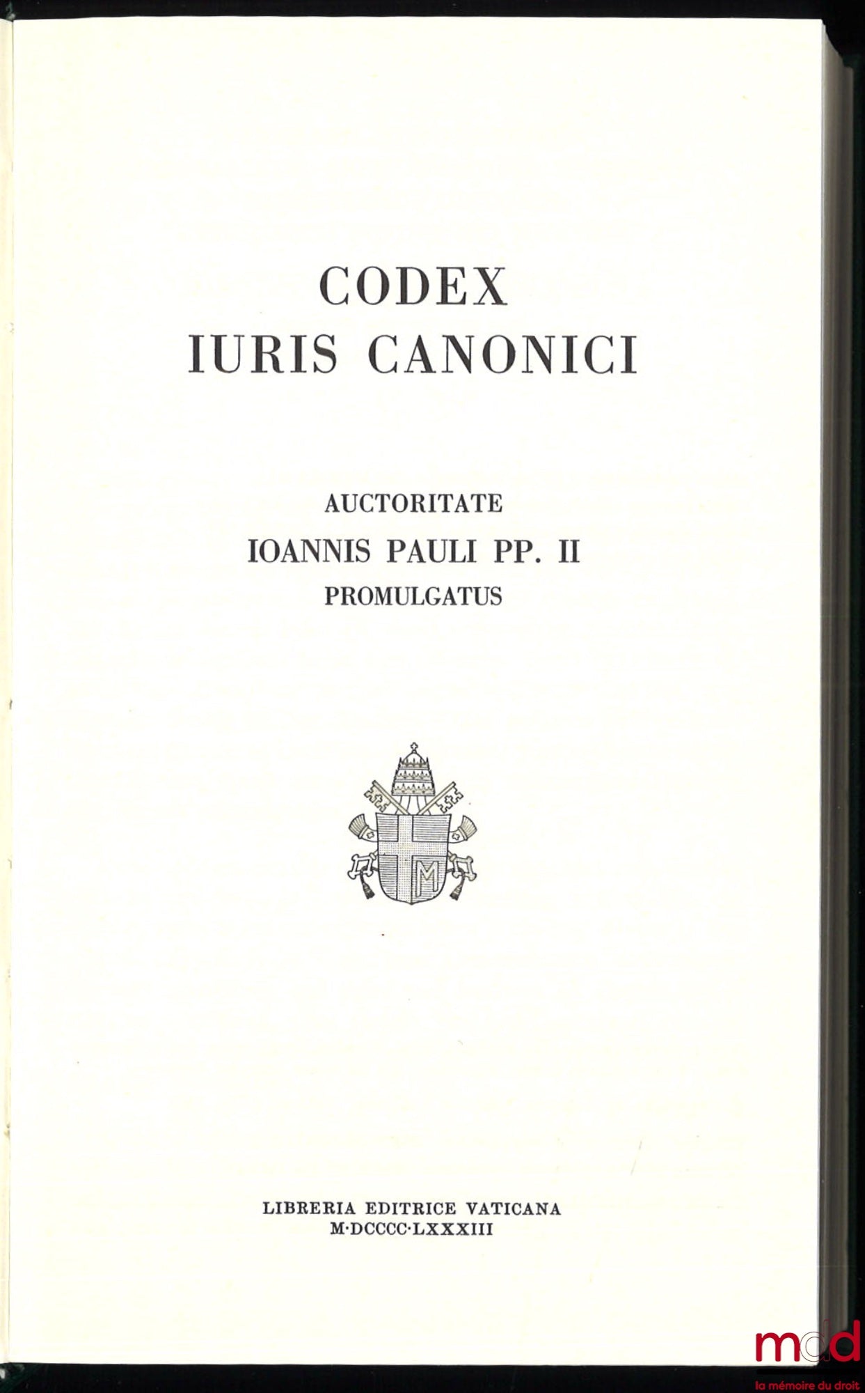 [Code] – CODEX IURIS CANONICI, authoritative Ioanis Pauli PP. II Promulgatus