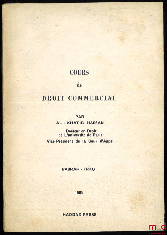 AL-KHATIB (Hassan) – COMMERCIAL LAW COURSE