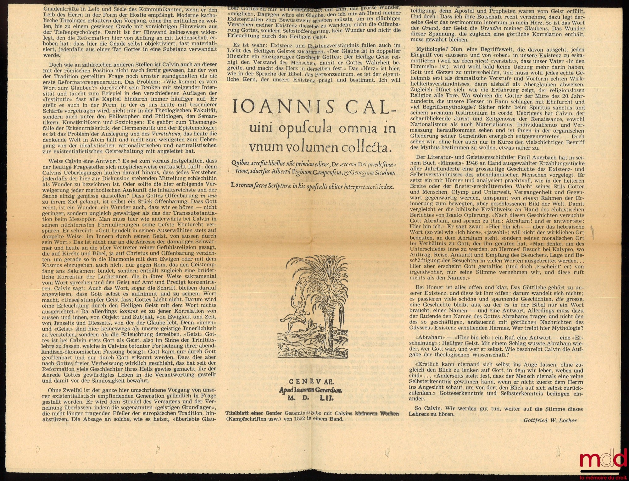 LOCHER (Gottfried W.) – DIE EVANGELISCHE STELLUNG DER REFORMATOREN ZUM ÖFFENTLICHEN LEBEN, coll. Kirchliche Zeitfragen, n° 26