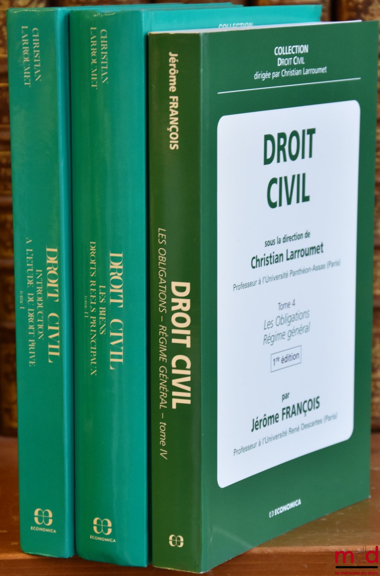 LARROUMET (Christian) – CIVIL LAW: Vol. I: INTRODUCTION TO THE STUDY OF PRIVATE LAW, by Ch. L., 1st ed., Civil Law series, Teaching series; Vol. II: PROPERTY, PRINCIPAL REAL RIGHTS, by Ch. L., 2nd ed., Civil Law series, Teaching series; Vol. IV