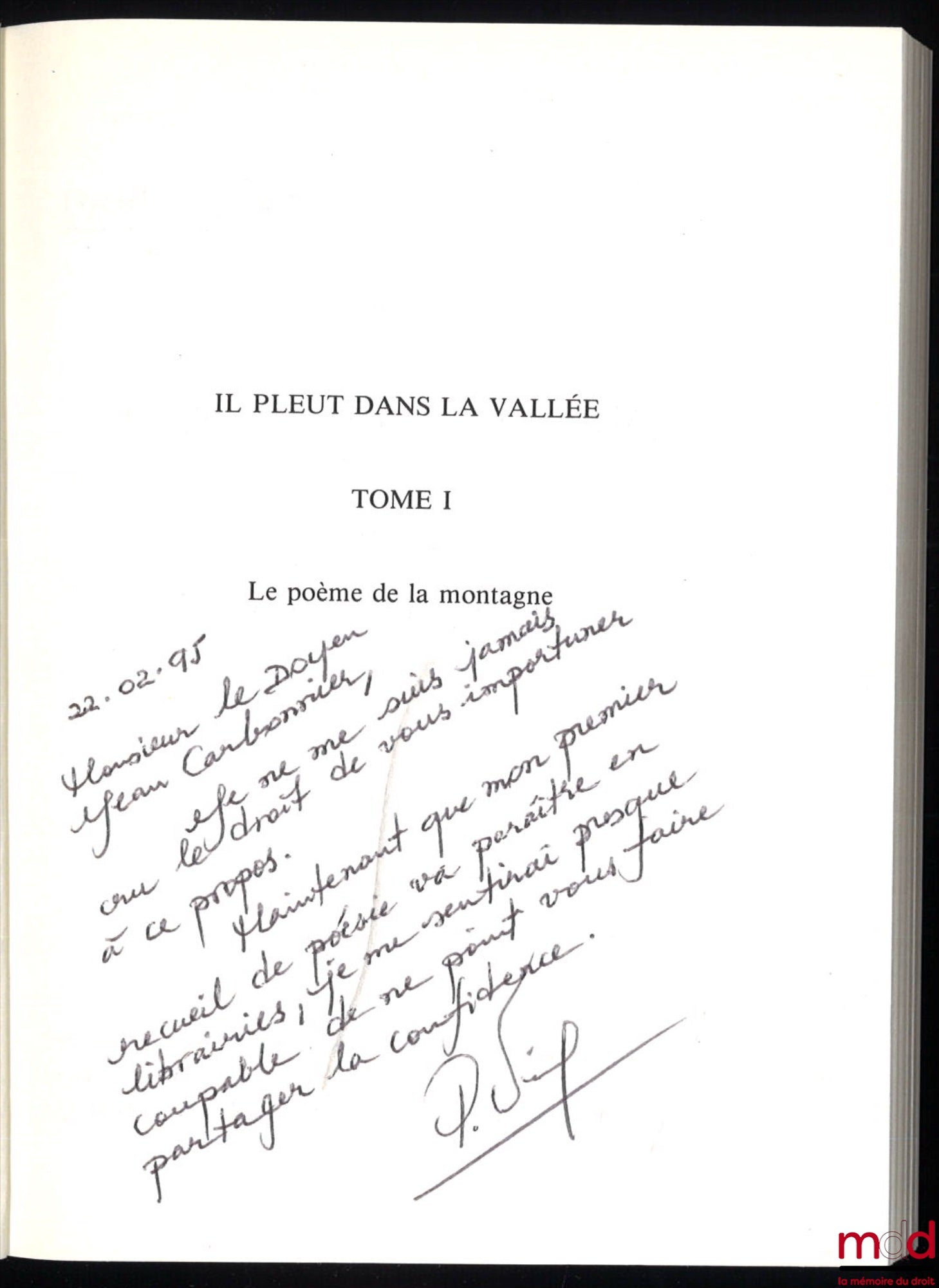 NDING (Dyatelm) – IL PLEUT DANS LA VALLÉE, tome I, LE POÈME DE LA MONTAGNE, coll. Poètes du temps présent